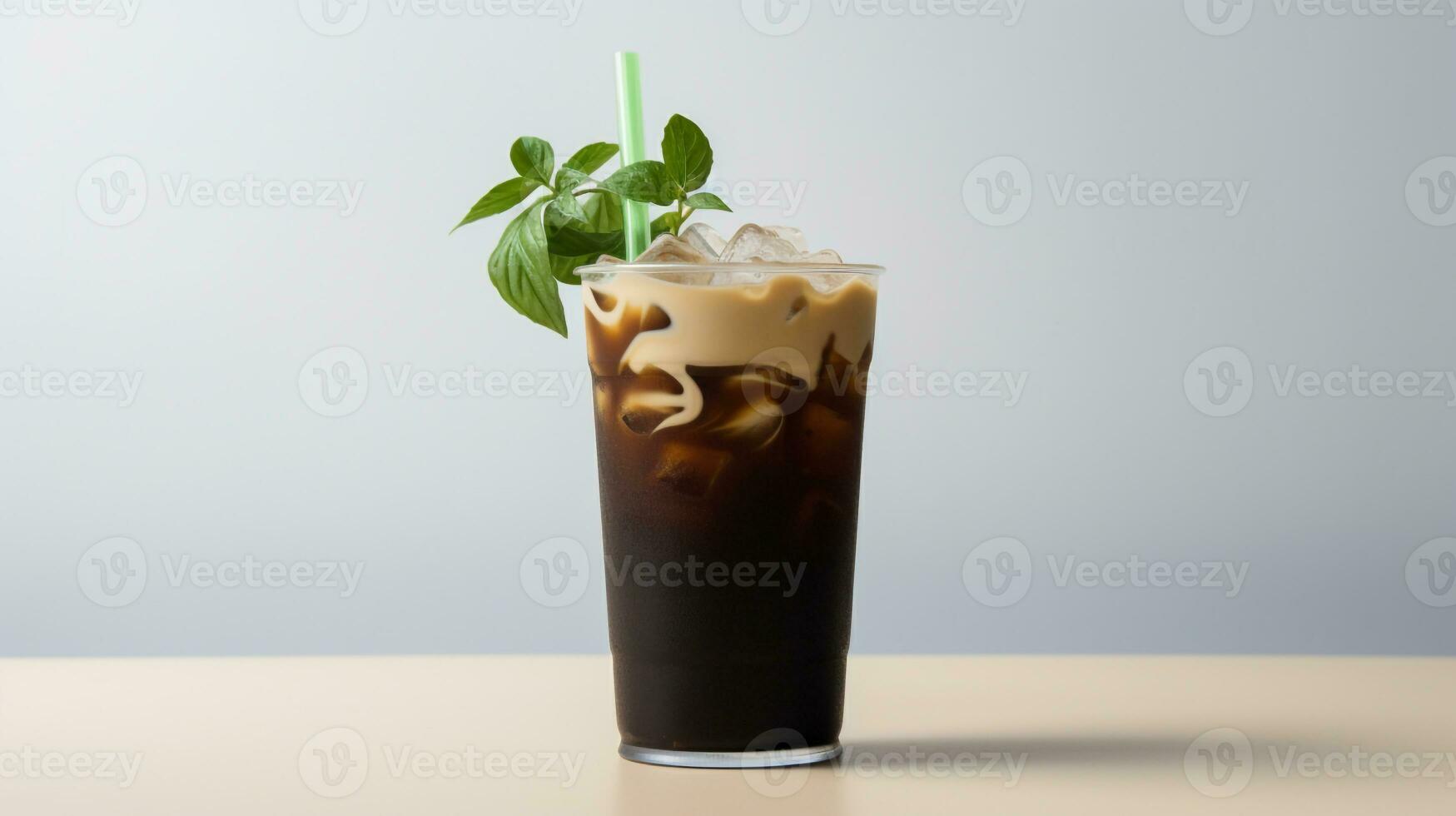 Photo of a Grass Jelly drink isolated on white background. Generative AI