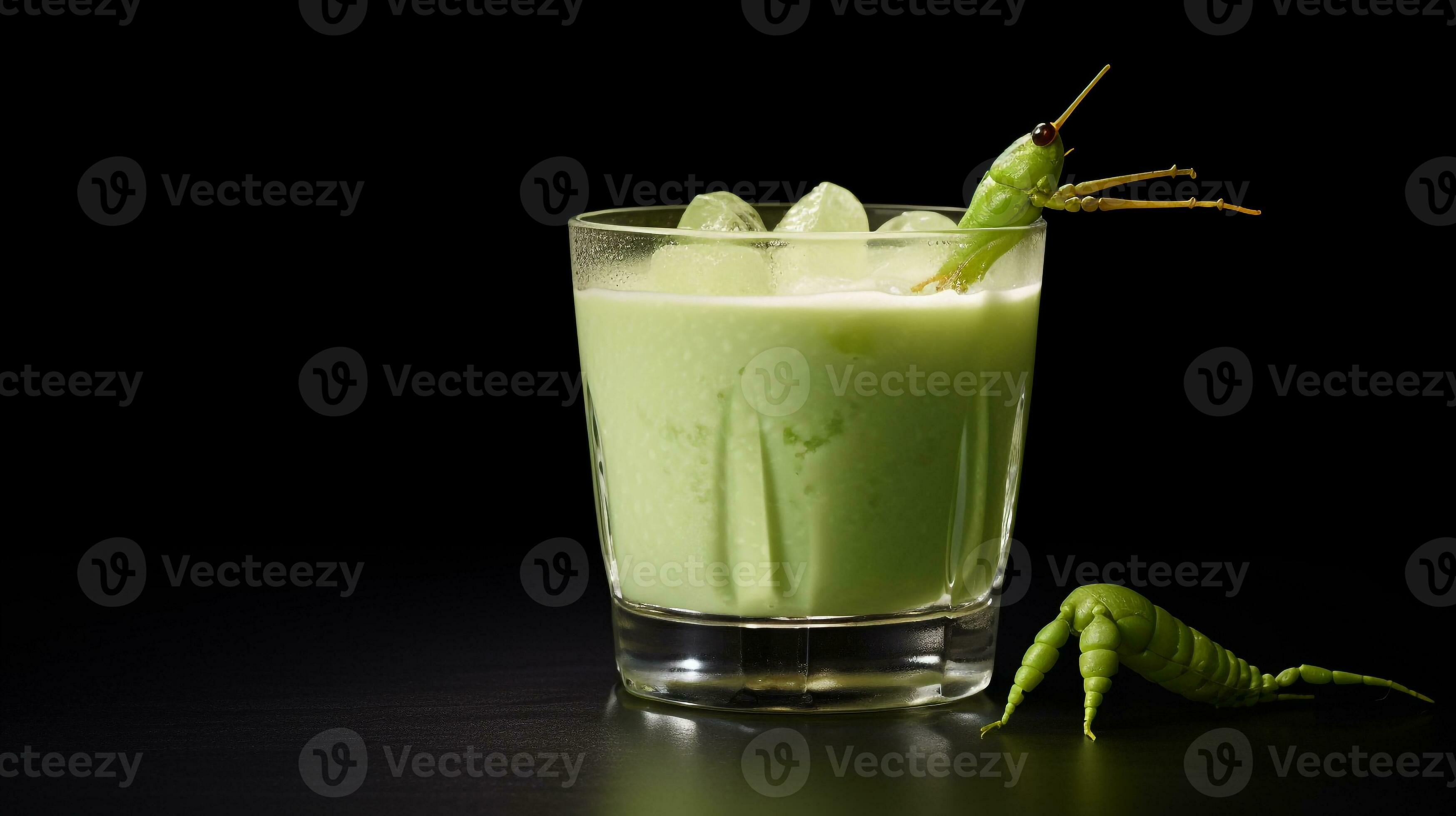Photo of a drink isolated on black background. Generative