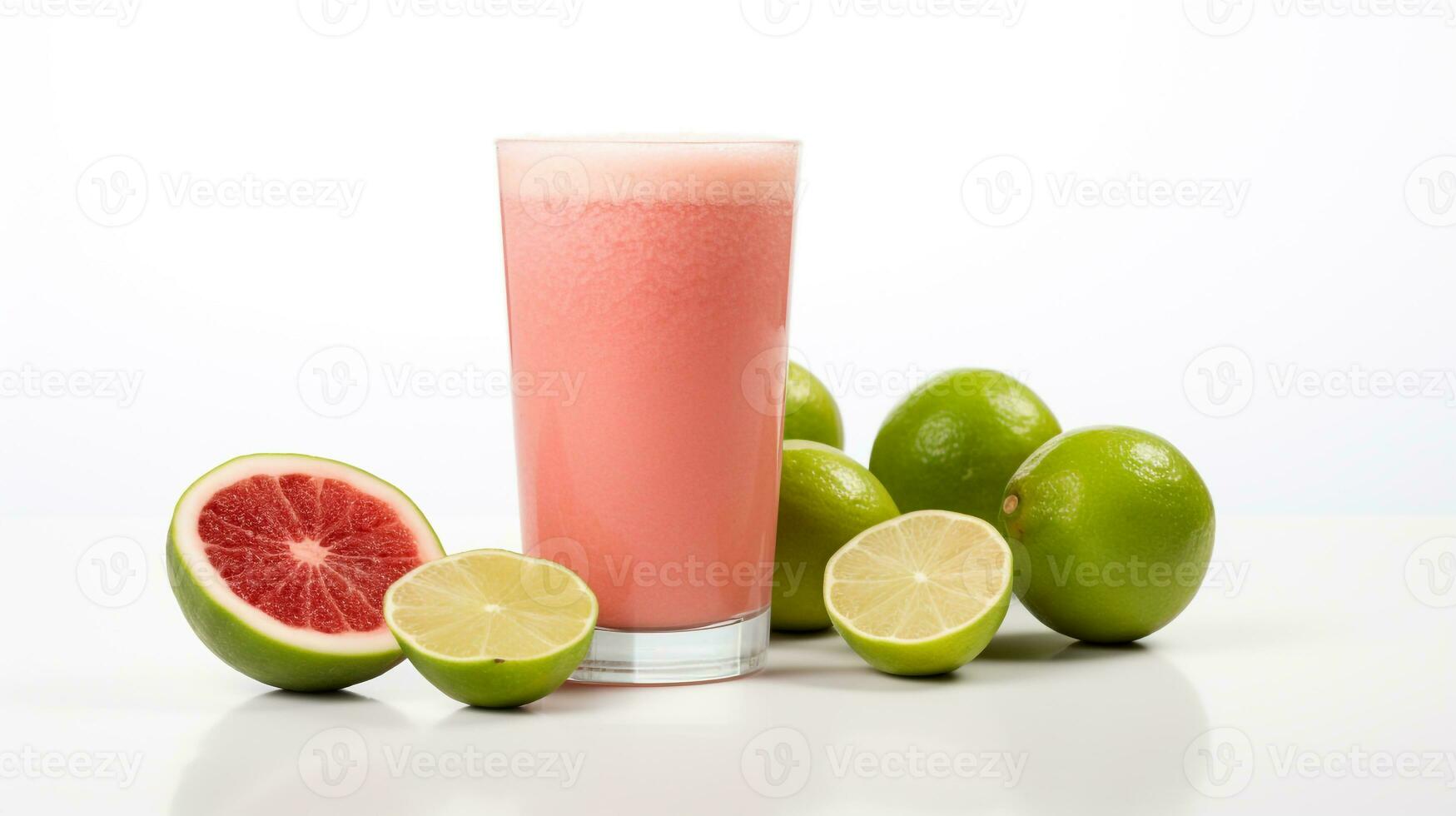 Photo of a Guava Juice drink isolated on white background. Generative AI