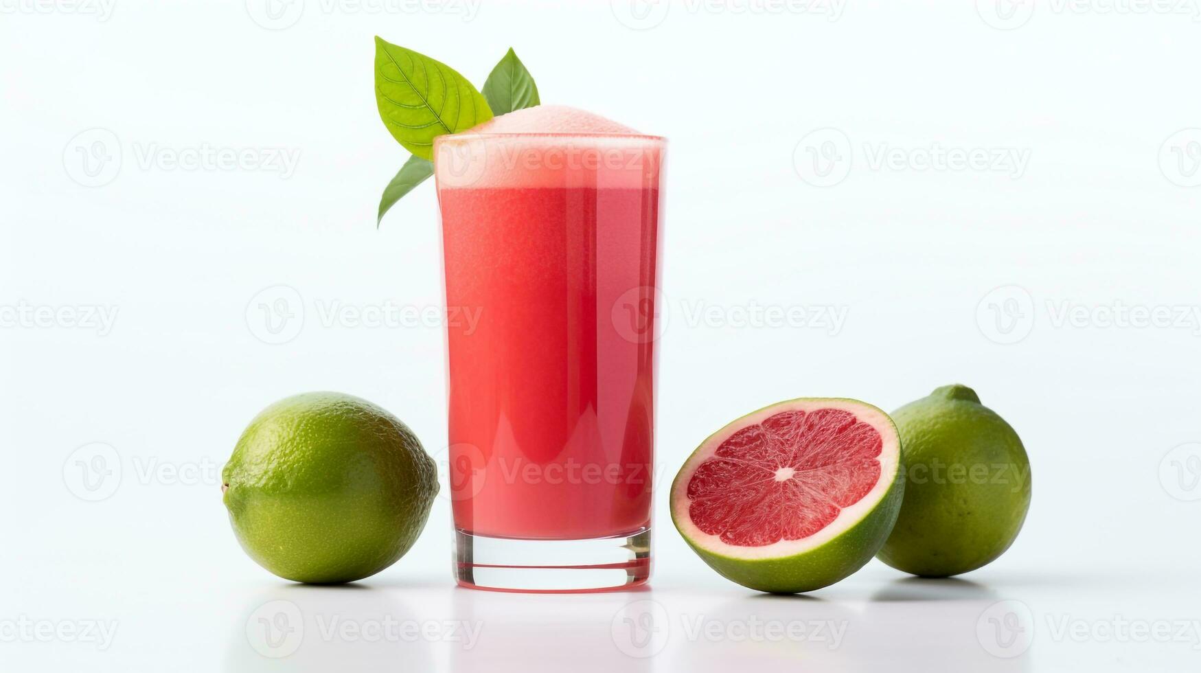 Photo of a Guava Juice drink isolated on white background. Generative AI