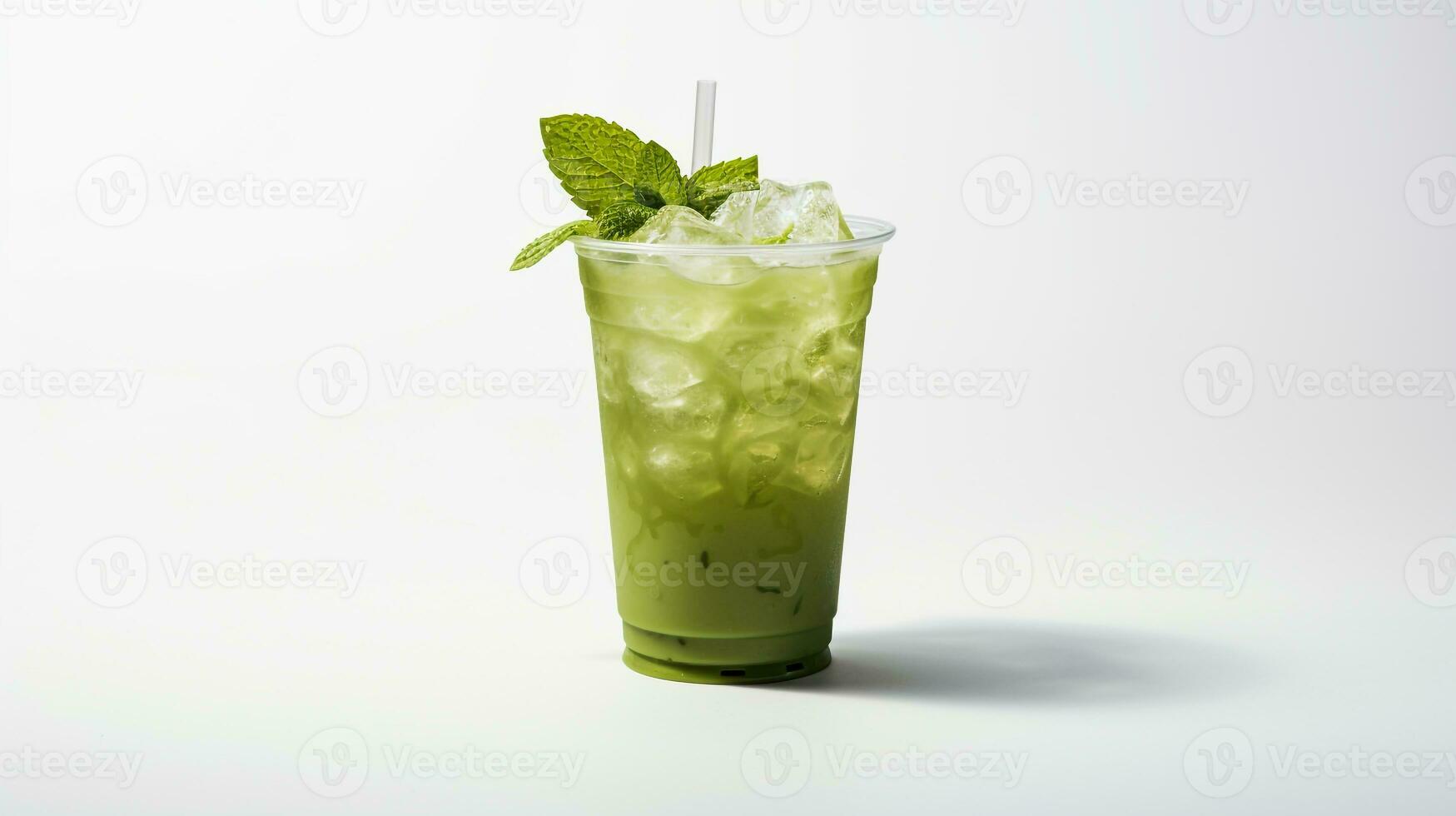 Photo of a Iced Green Tea drink isolated on white background