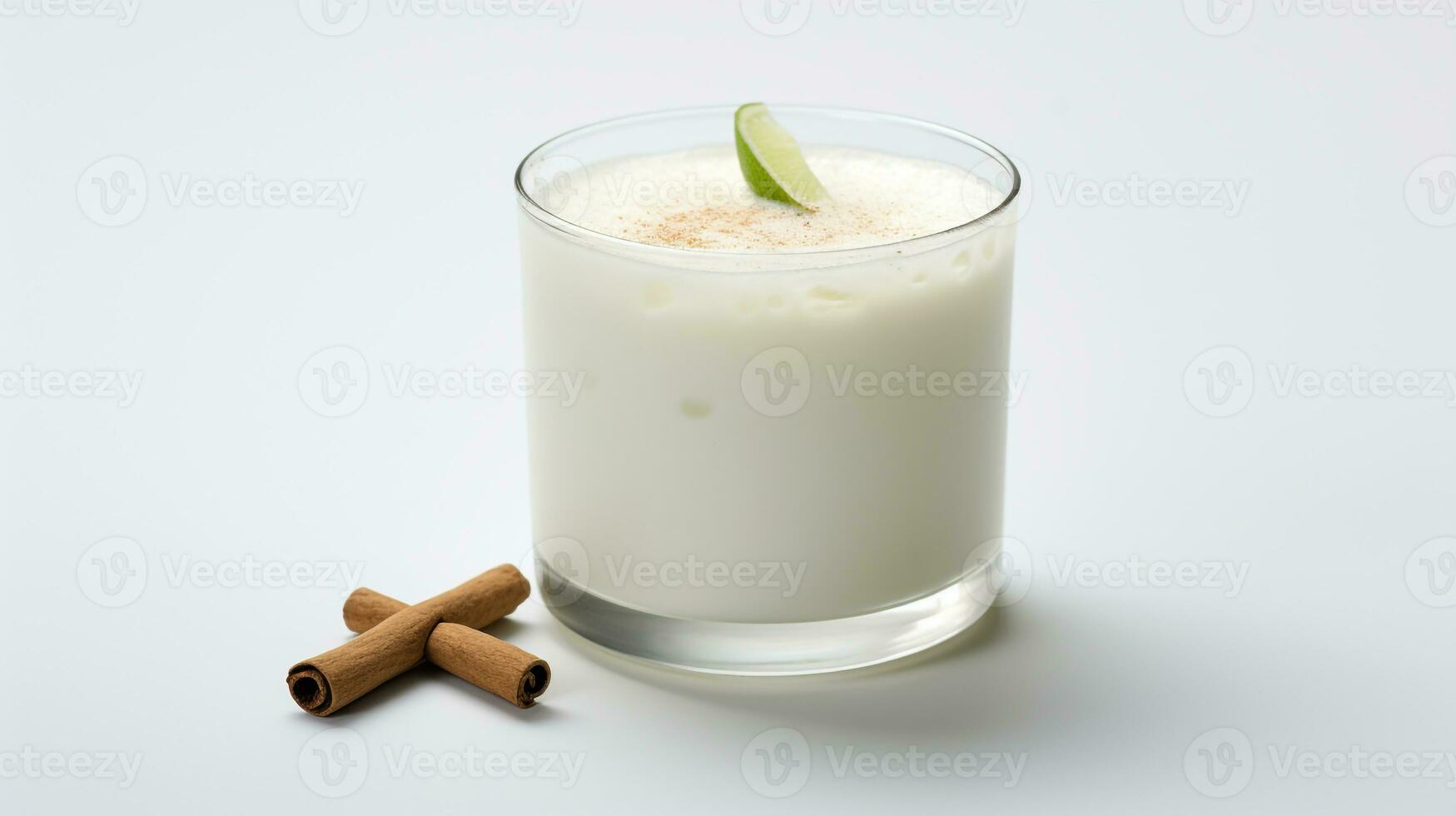 Photo of a Laban Ayran drink isolated on white background. Generative AI