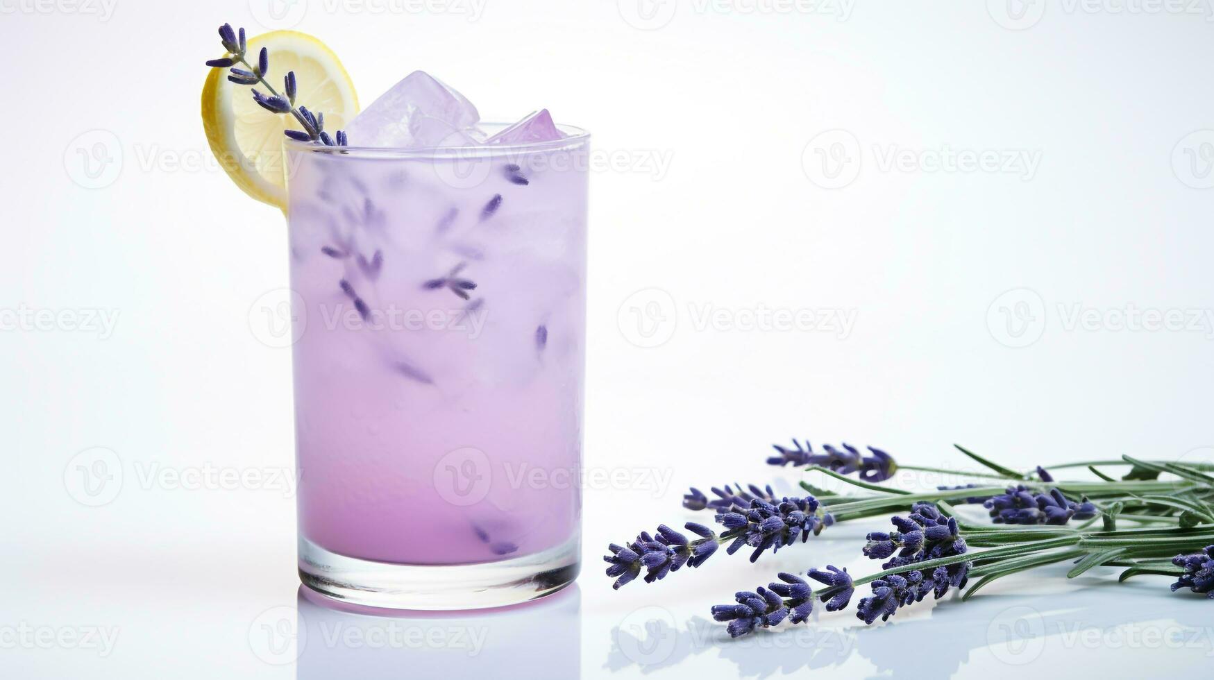 Photo of a Lavender Lemonade drink isolated on white background. Generative AI
