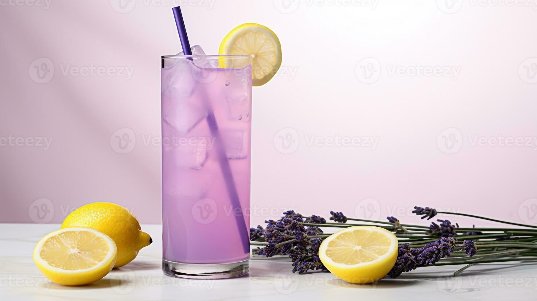 Photo of a Lavender Lemonade drink isolated on white background. Generative AI