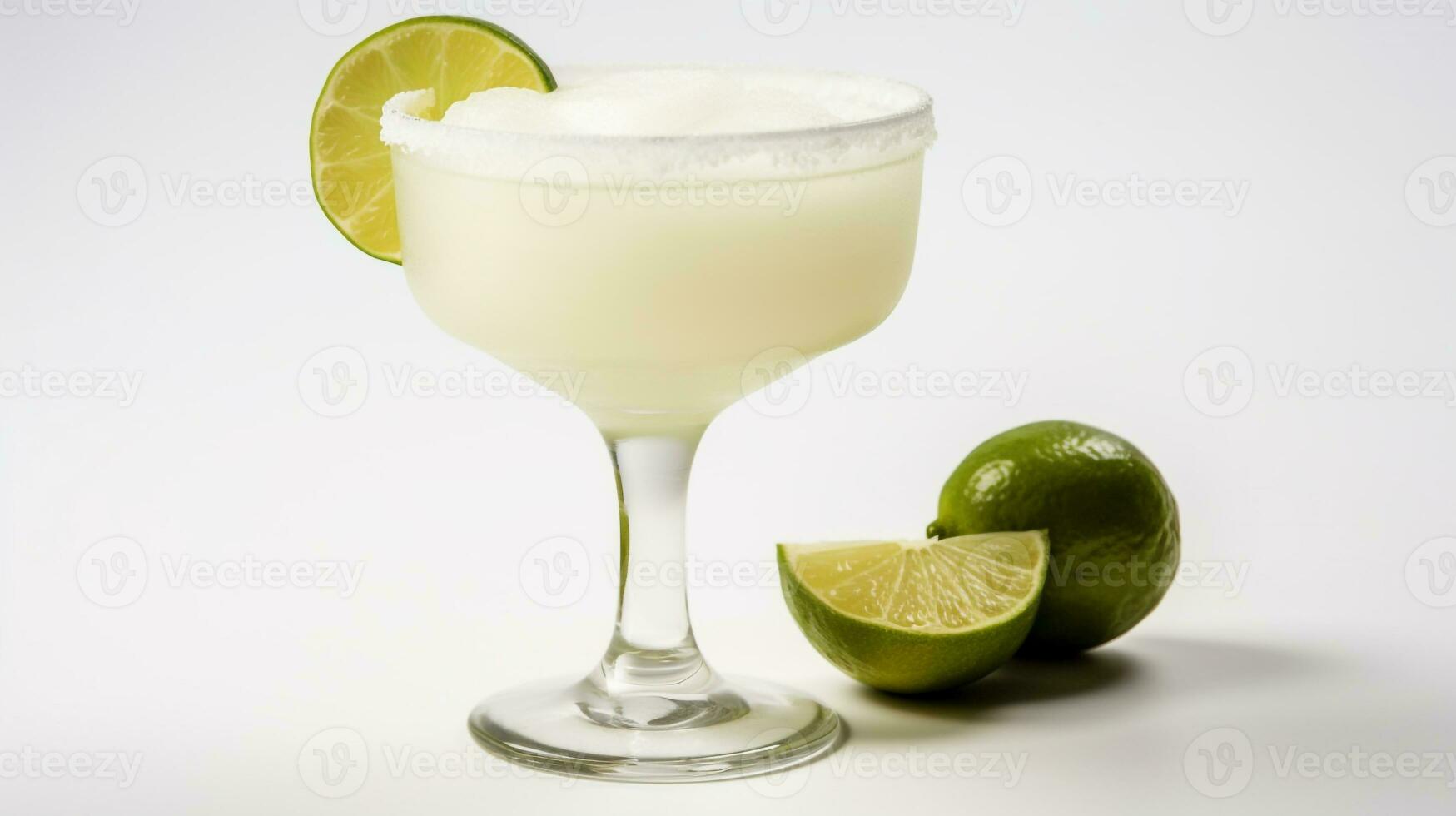 Photo of a Margarita isolated on flat white background. Generative AI