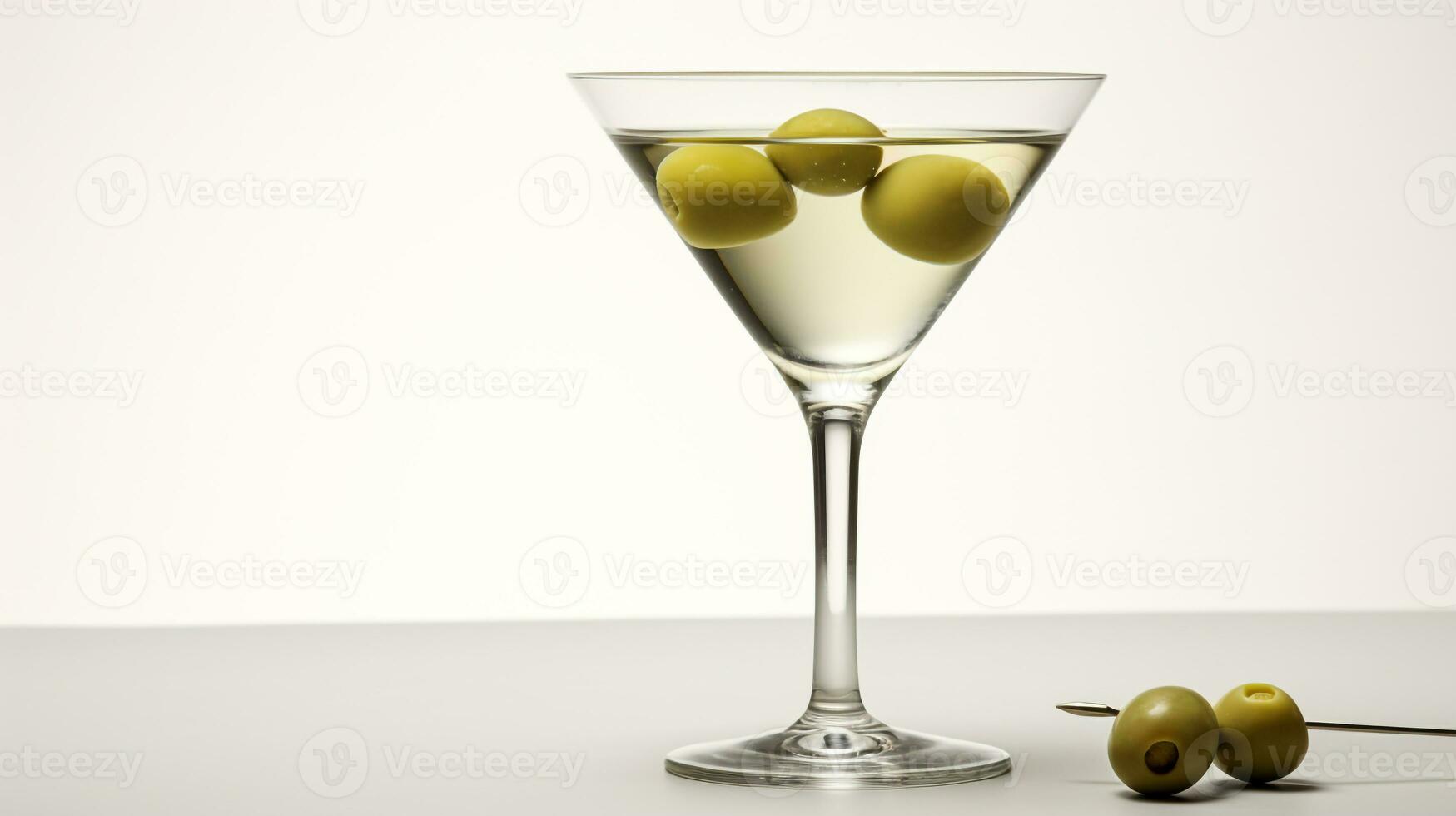 Photo of a Martini isolated on flat white background. Generative AI