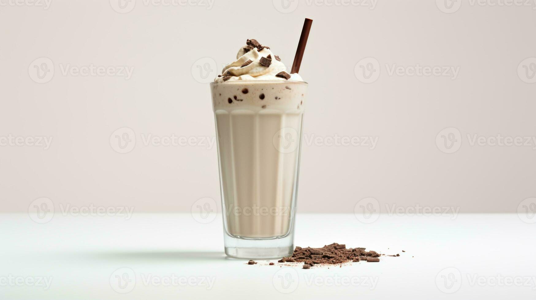 Photo of a Milkshake isolated on flat white background. Generative AI