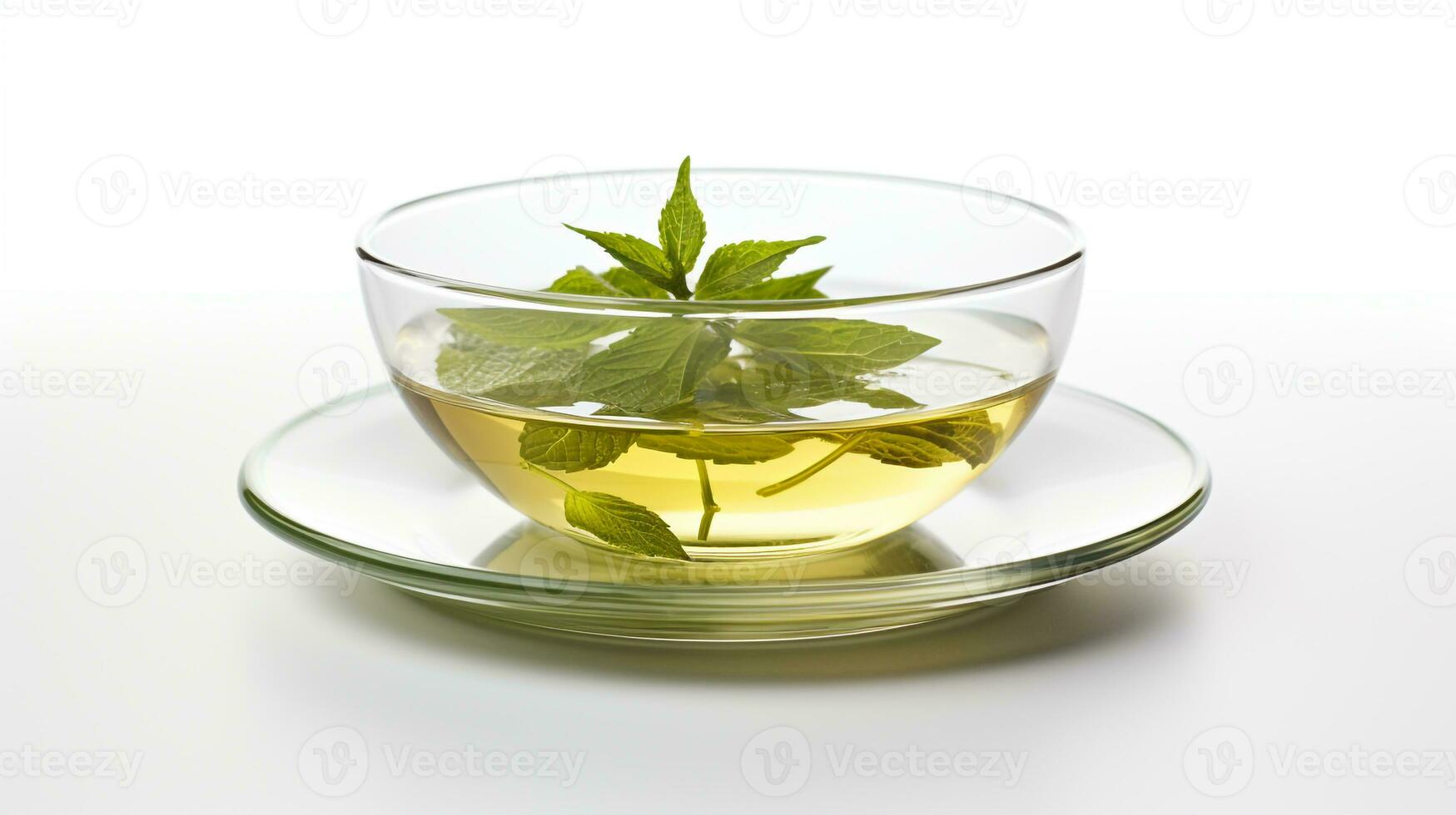 Photo of a Mint Tea isolated on flat white background. Generative AI