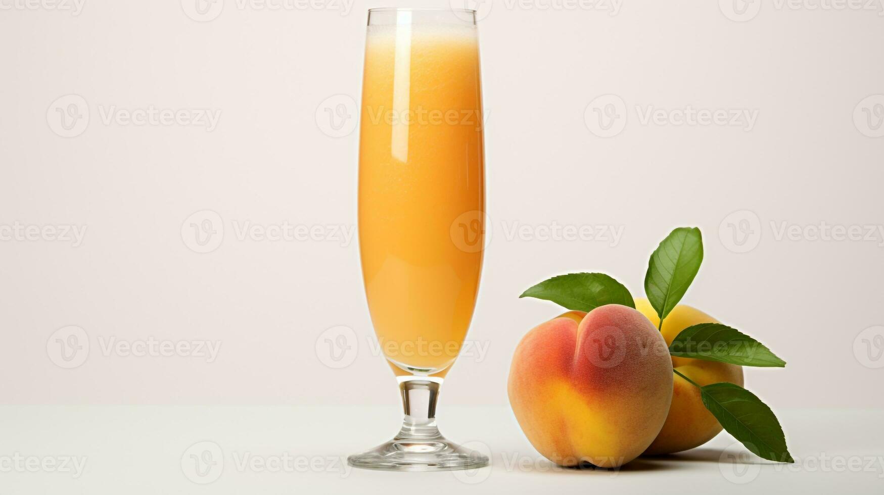Photo of a Peach Bellini isolated on flat white background. Generative AI