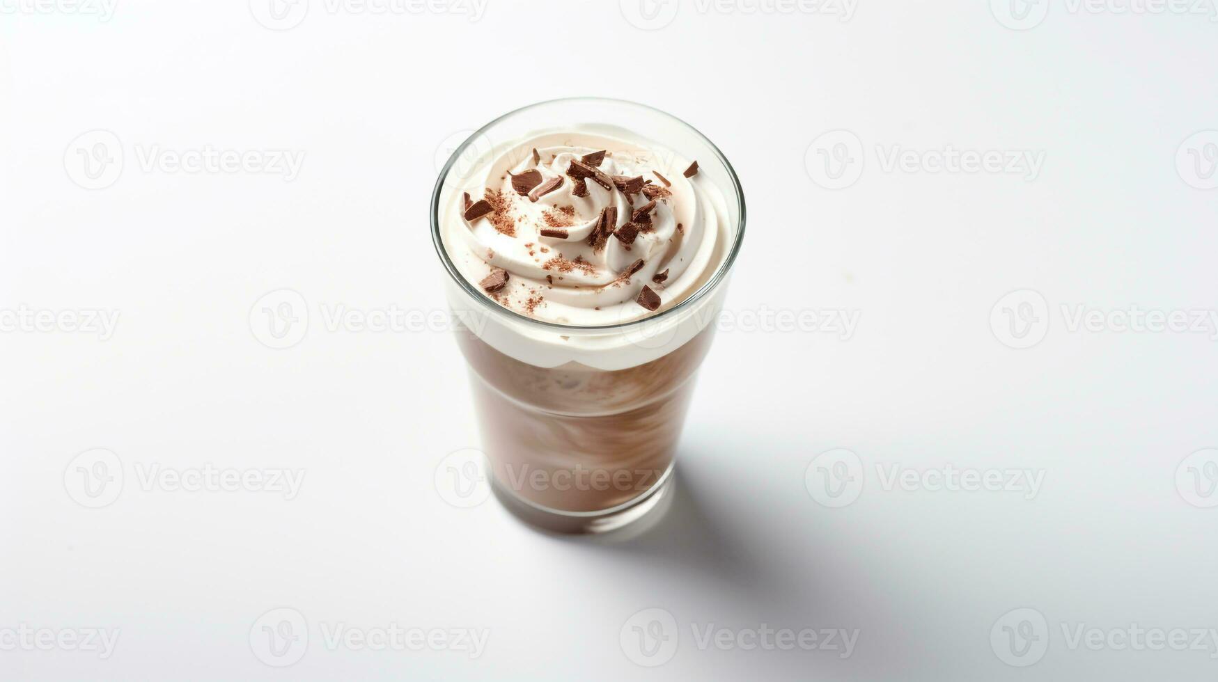 Photo of a Peppermint Mocha isolated on flat white background. Generative AI