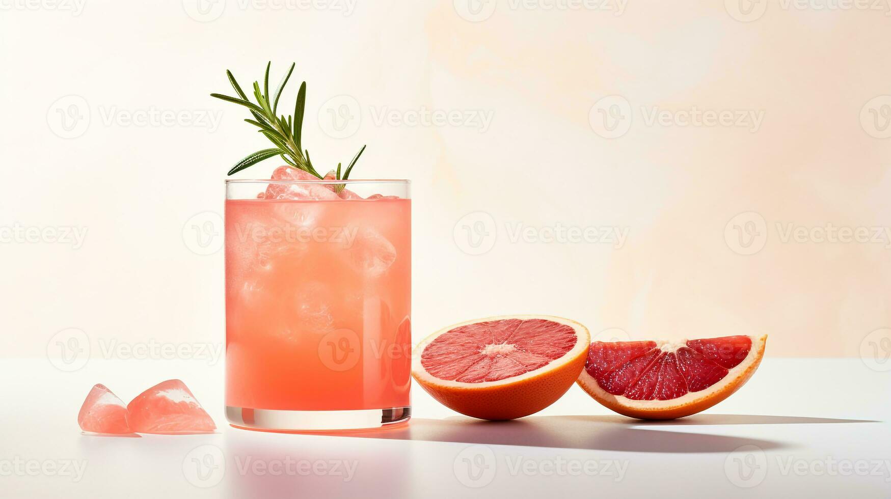 Photo of a Rosemary Grapefruit Spritz isolated on flat white background. Generative AI