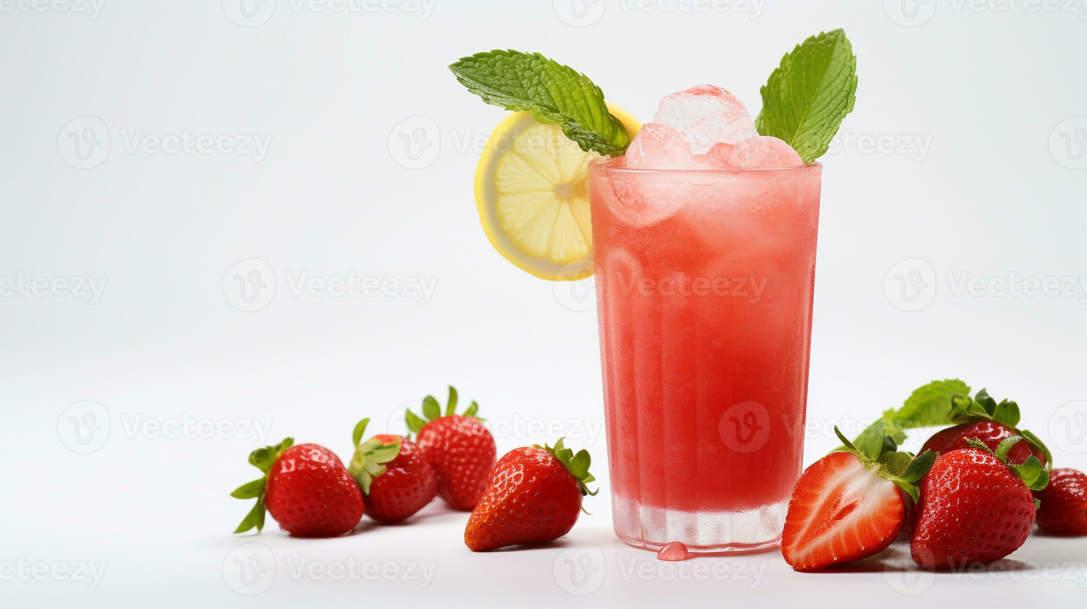 Photo of a Strawberry Lemonade isolated on flat white background