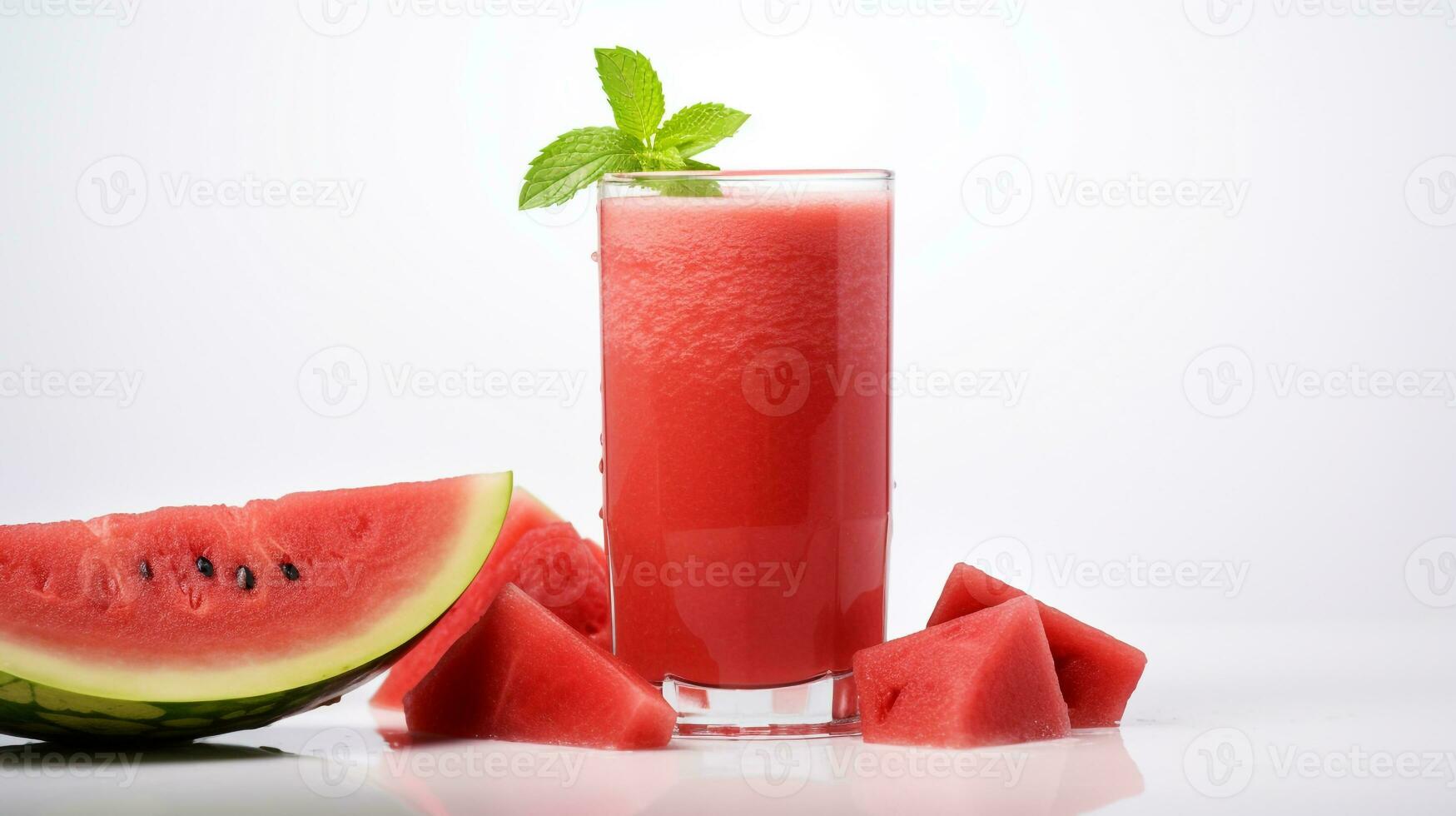 Photo of a Watermelon Juice isolated on flat white background. Generative AI