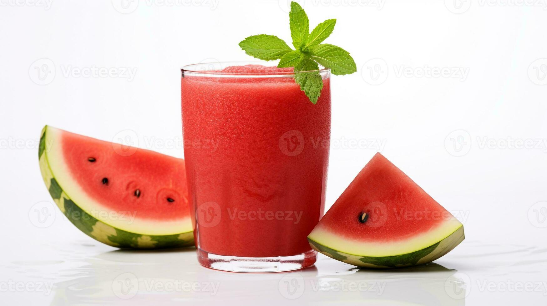 Photo of a Watermelon Juice isolated on flat white background. Generative AI