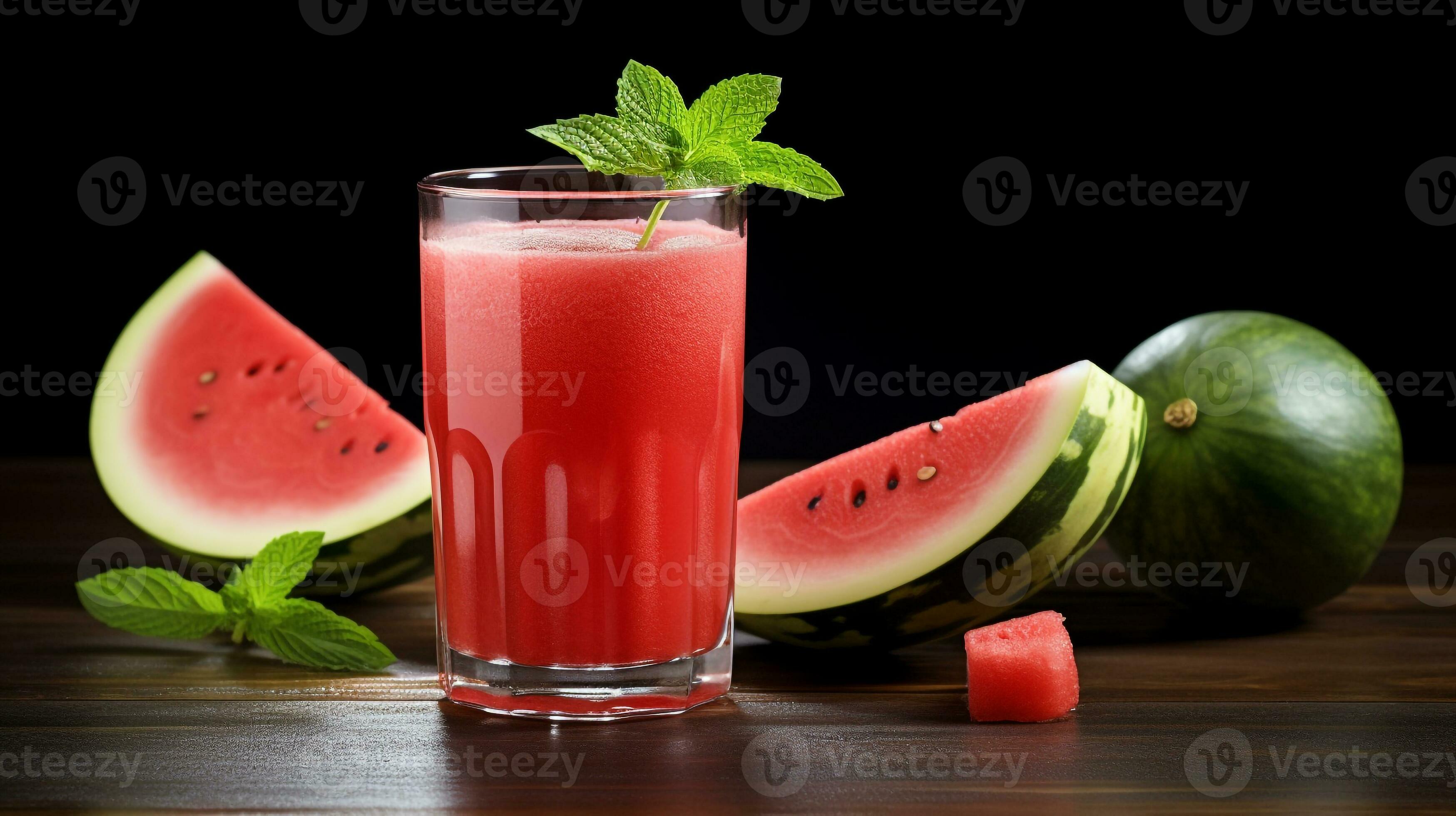 Photo of a Watermelon Juice isolated on flat black background