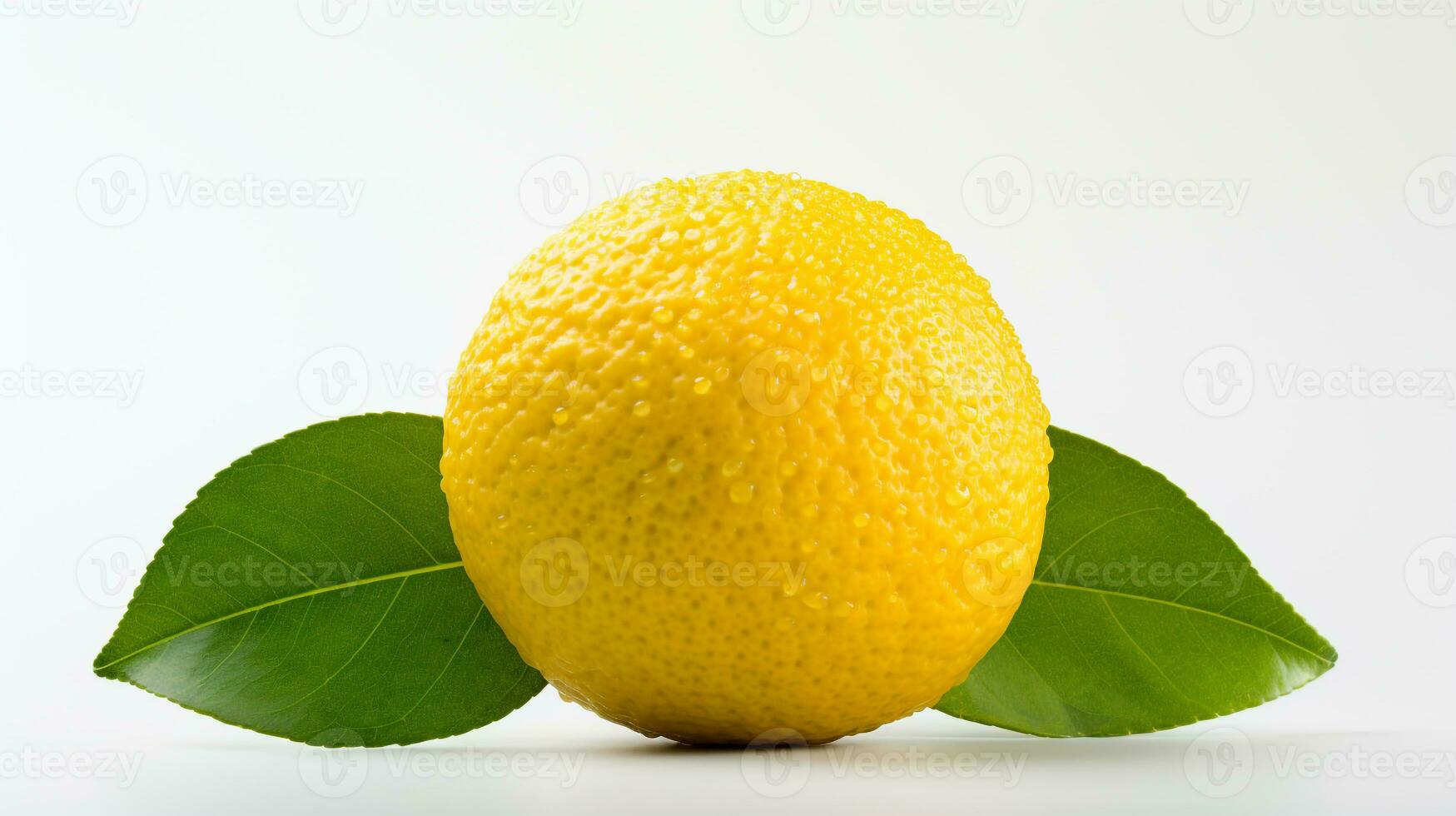 Photo of a Yuzu Citrus isolated on flat white background. Generative AI
