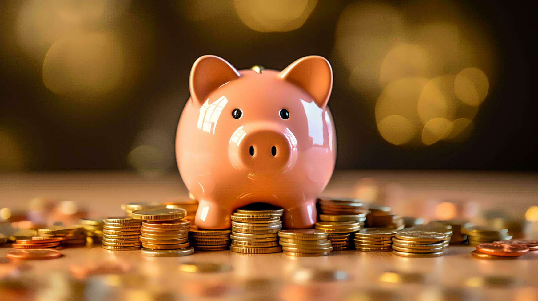 piggy bank with coins. Generative AI photo