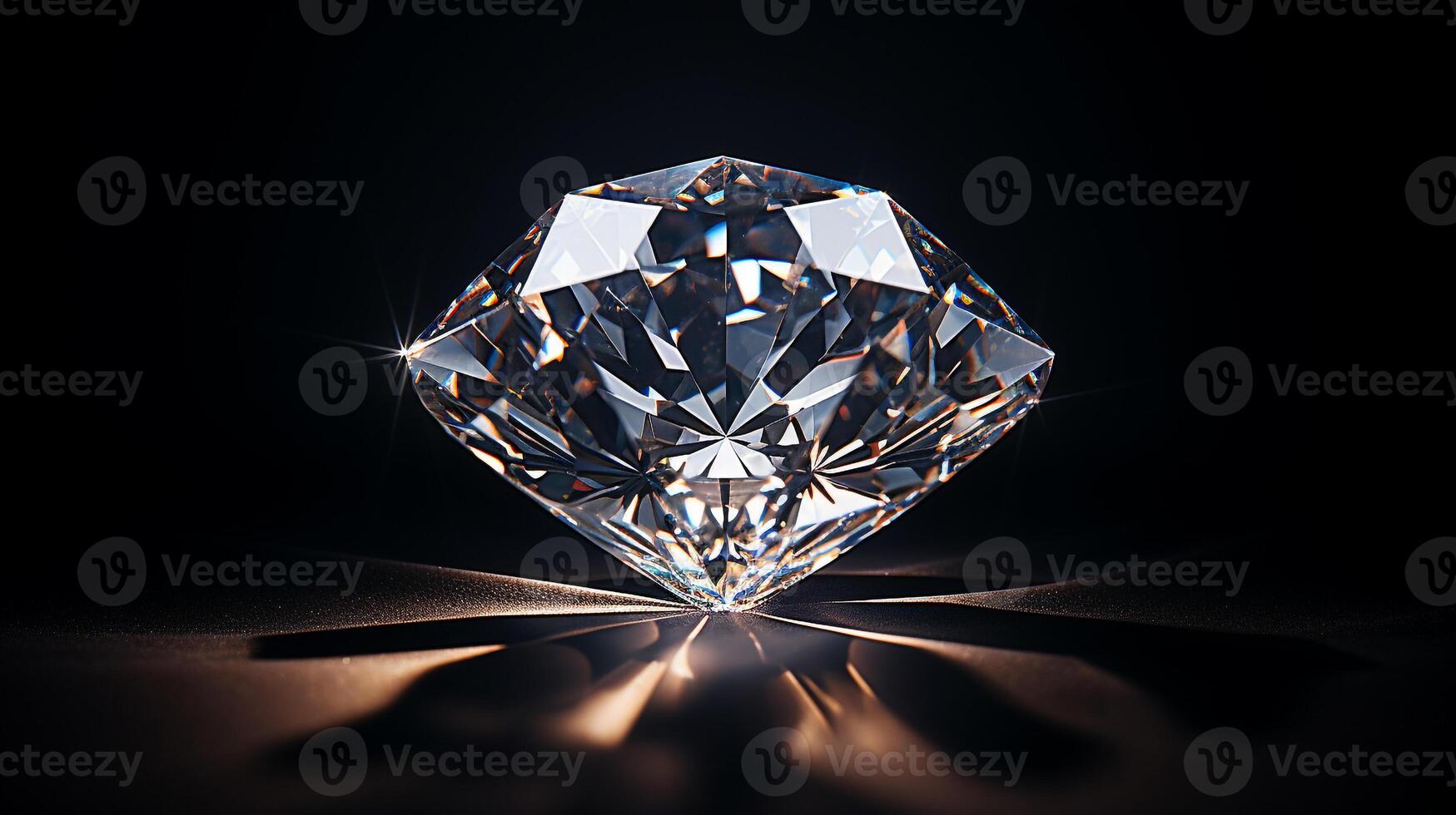 Photograph a mesmerizing close-up of a sparkling Diamond held against a velvety black background. Generative AI photo