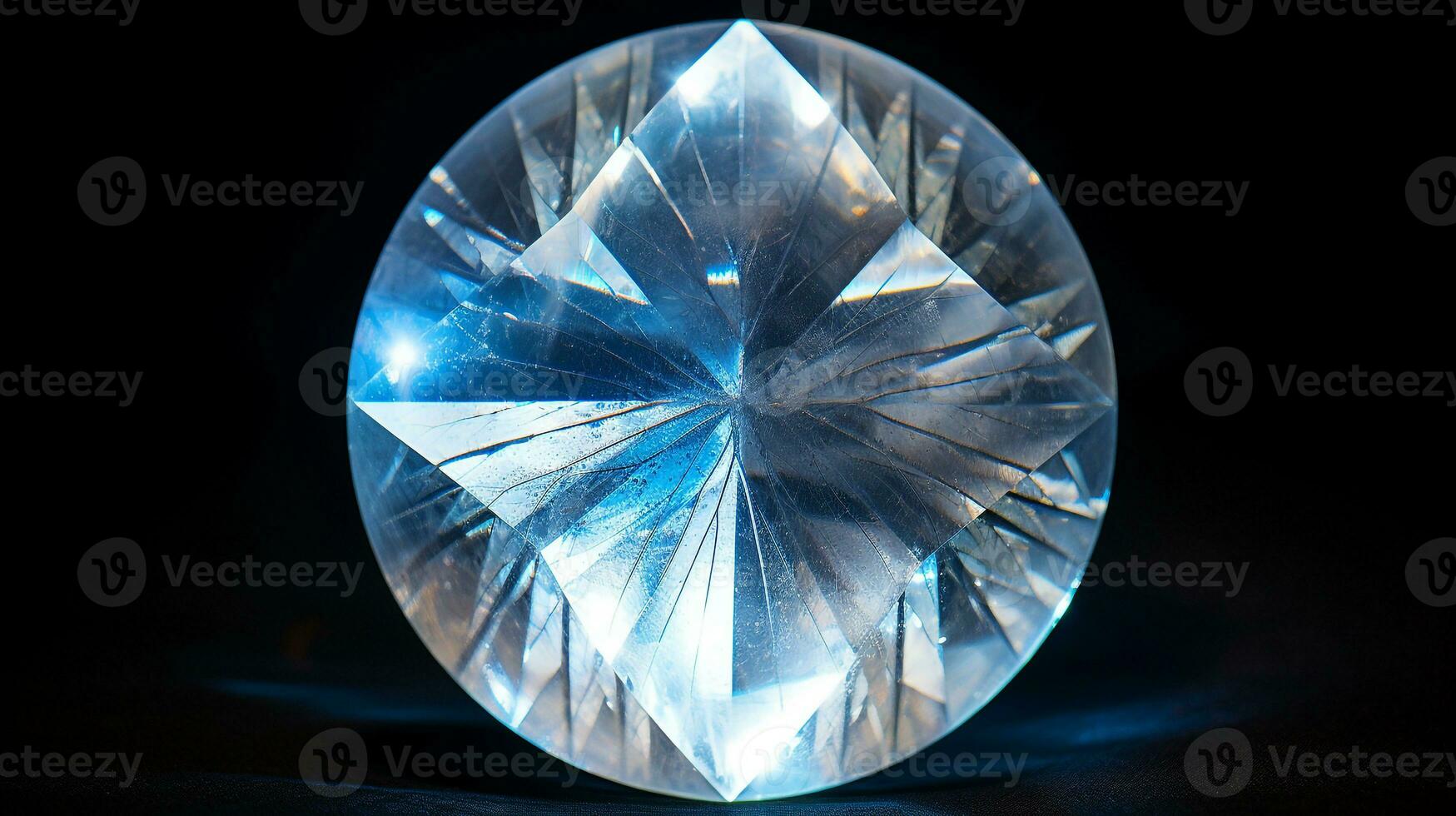 Photograph a mesmerizing close-up of a sparkling Moonstone held against a velvety black background. Generative AI photo