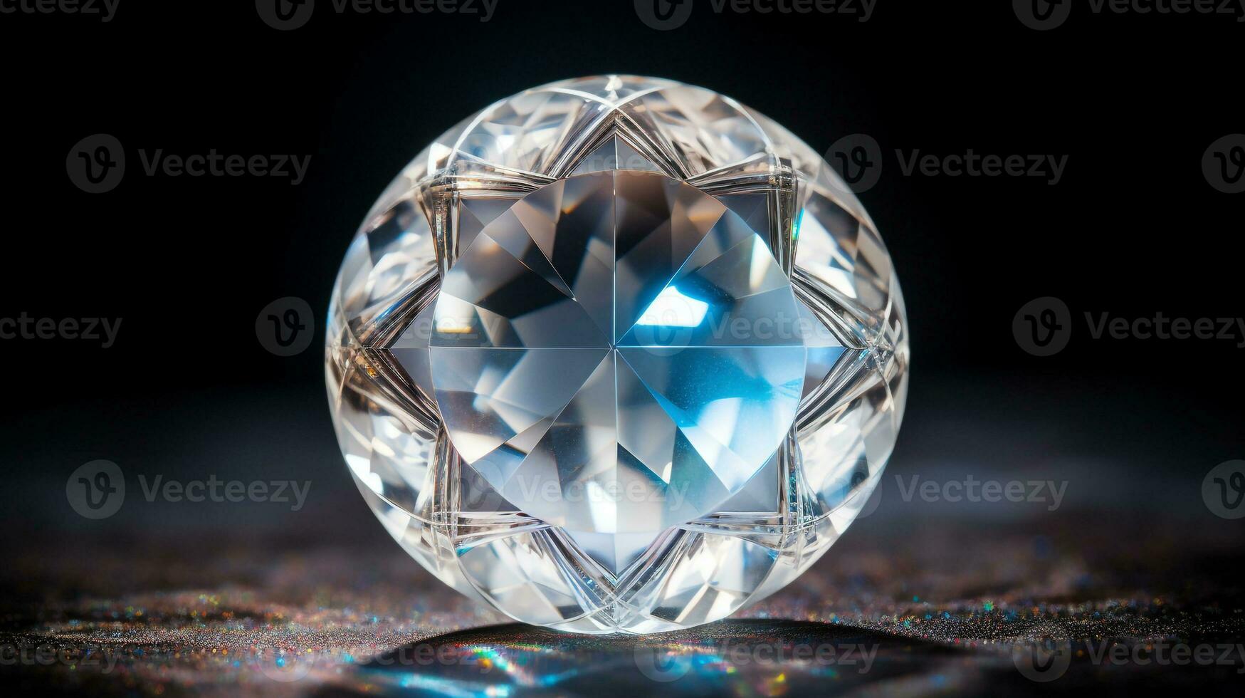 Photograph a mesmerizing close-up of a sparkling Moonstone held against a velvety black background. Generative AI photo