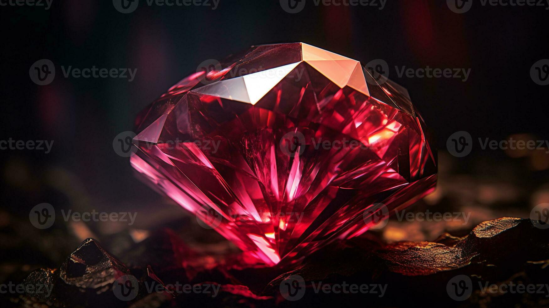 Photograph a mesmerizing close-up of a sparkling Ruby held against a velvety black background. Generative AI photo