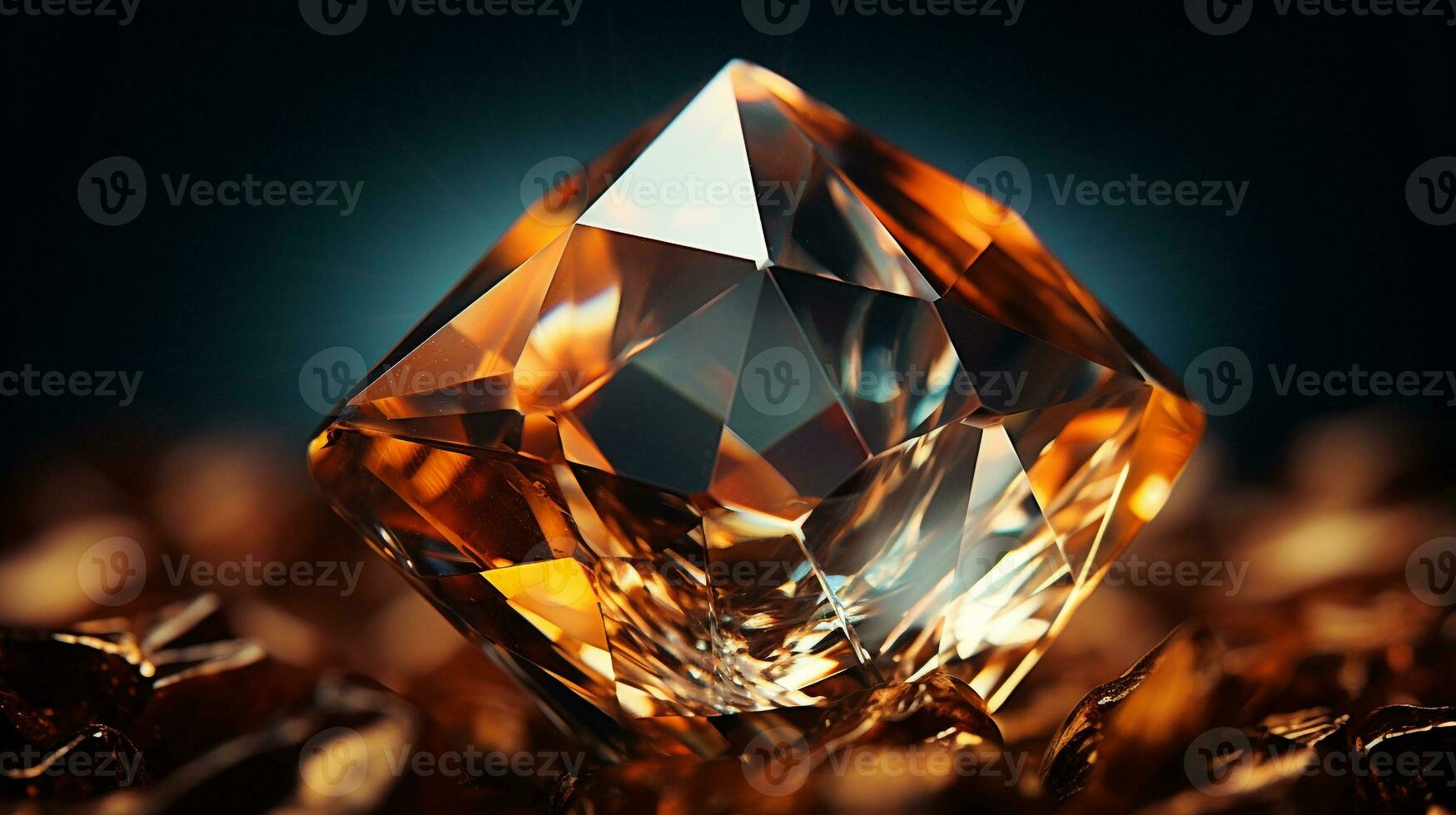 Photograph a mesmerizing close-up of a sparkling Topaz held against a velvety black background. Generative AI photo