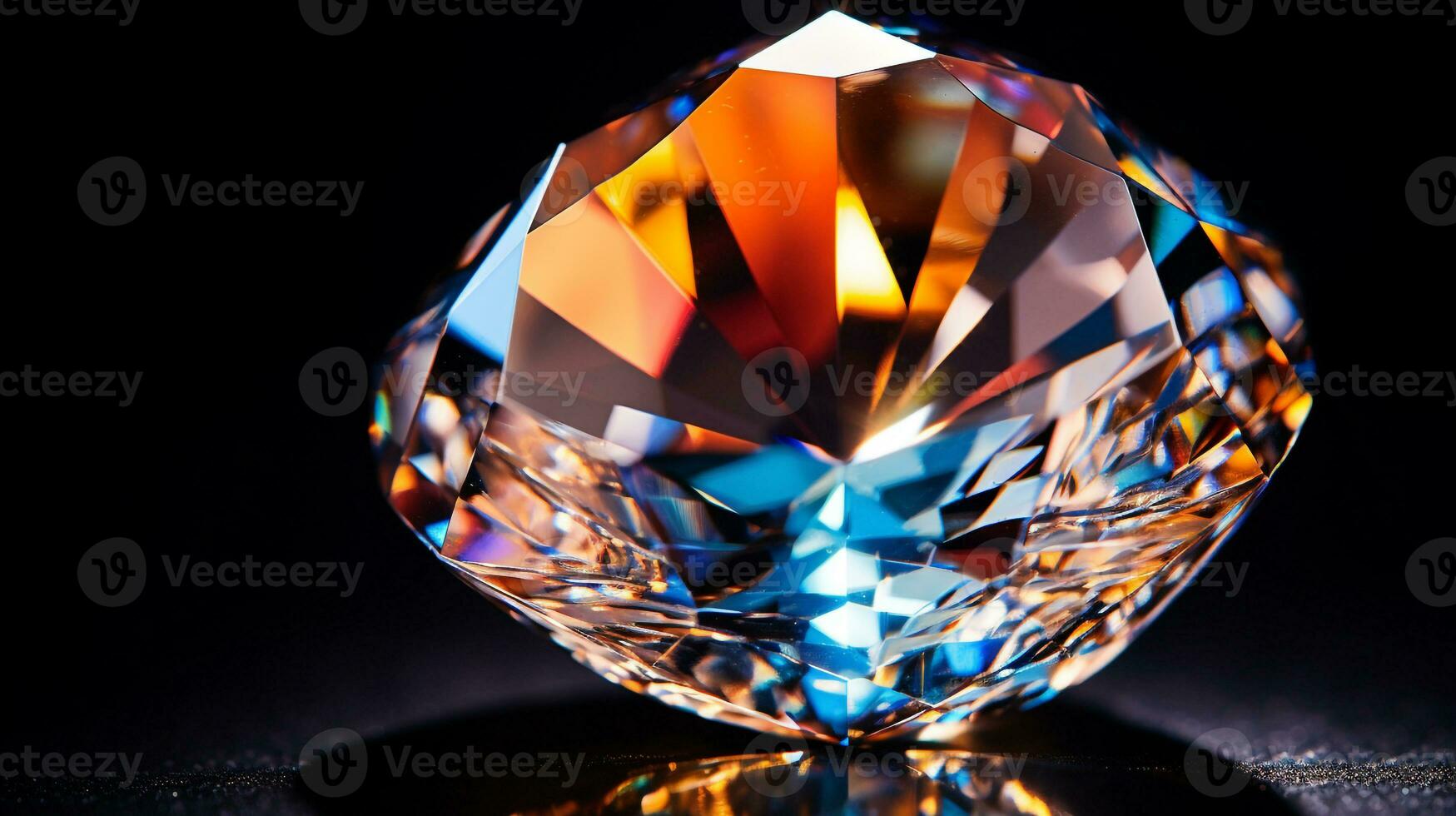 Photograph a mesmerizing close-up of a sparkling Topaz held against a velvety black background. Generative AI photo
