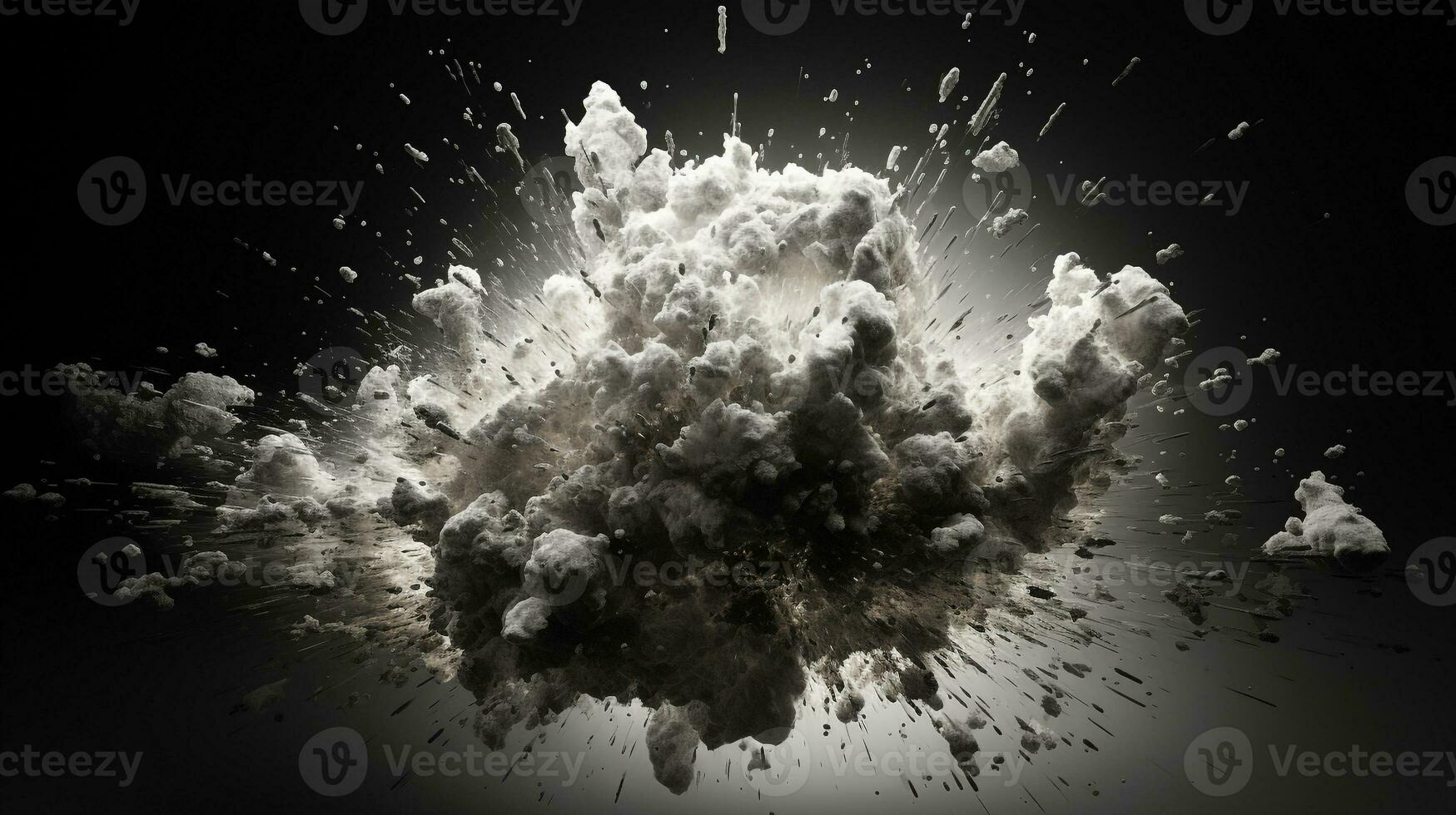 Explosion with grey lighting. Generative AI photo