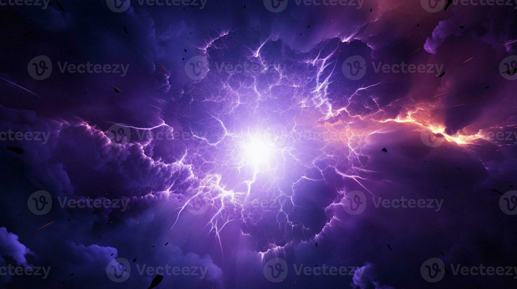 Explosion with purple lighting. Generative AI photo