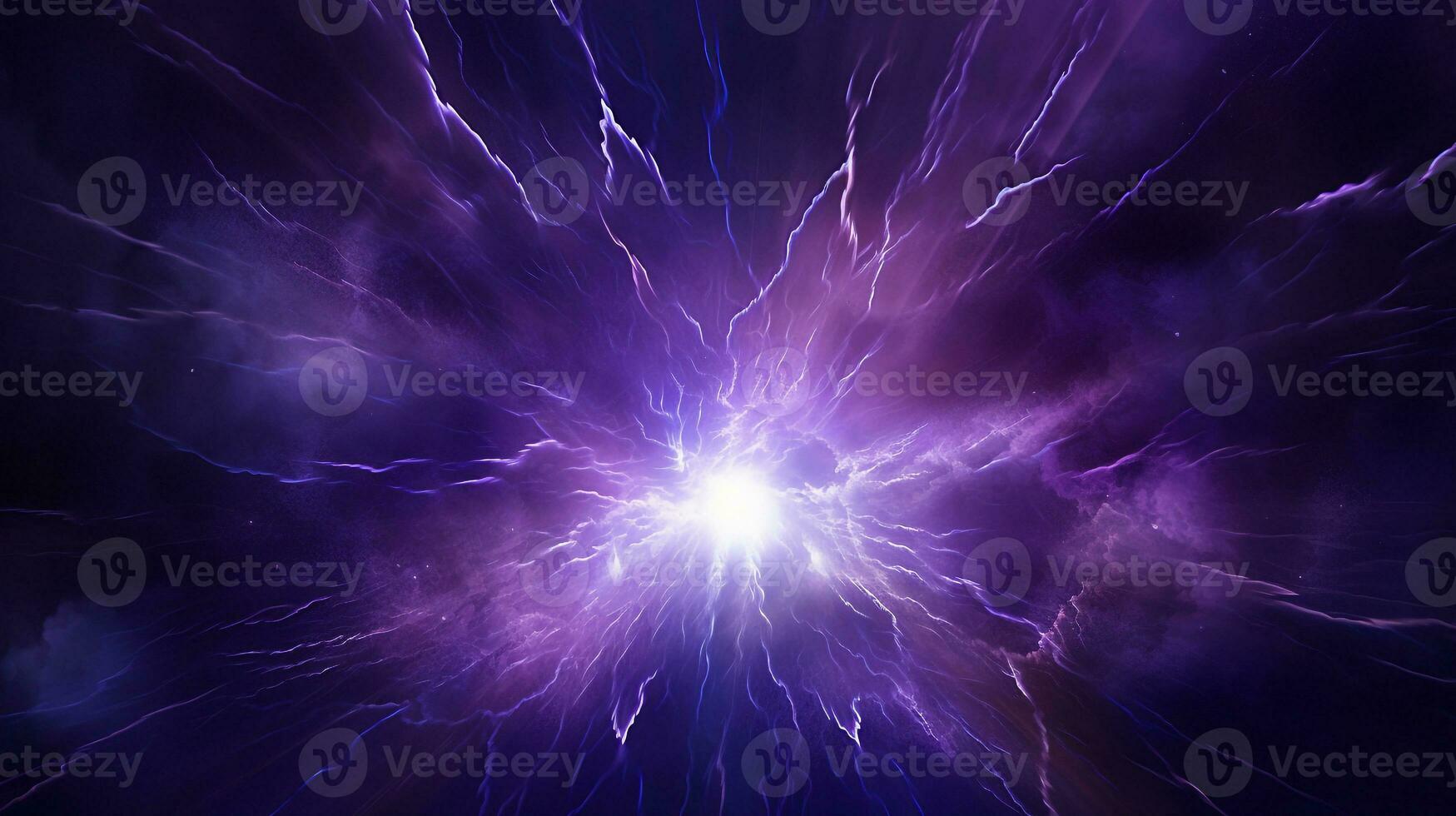 Explosion with purple lighting. Generative AI photo