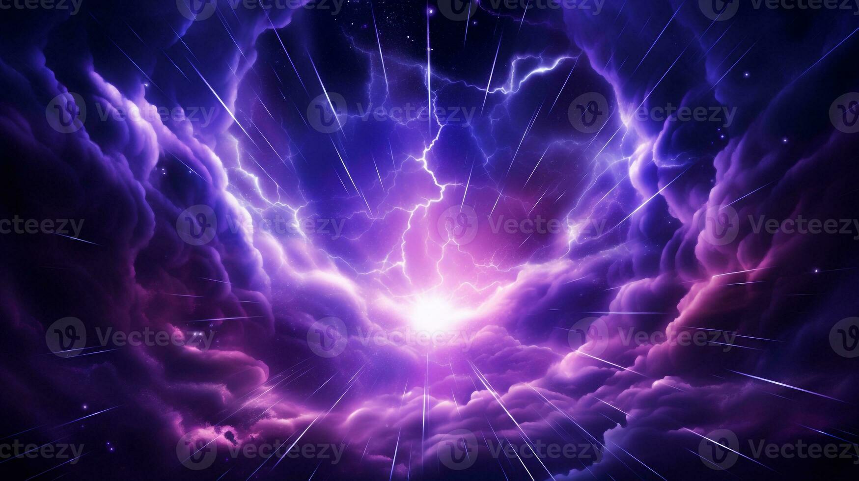 Explosion with purple lighting. Generative AI photo