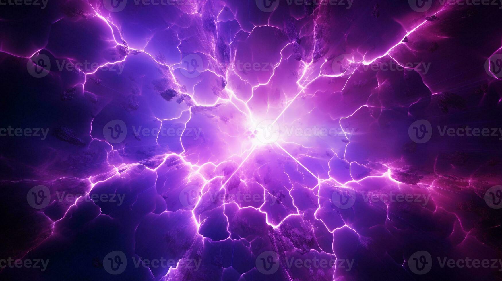 Explosion with purple lighting. Generative AI photo