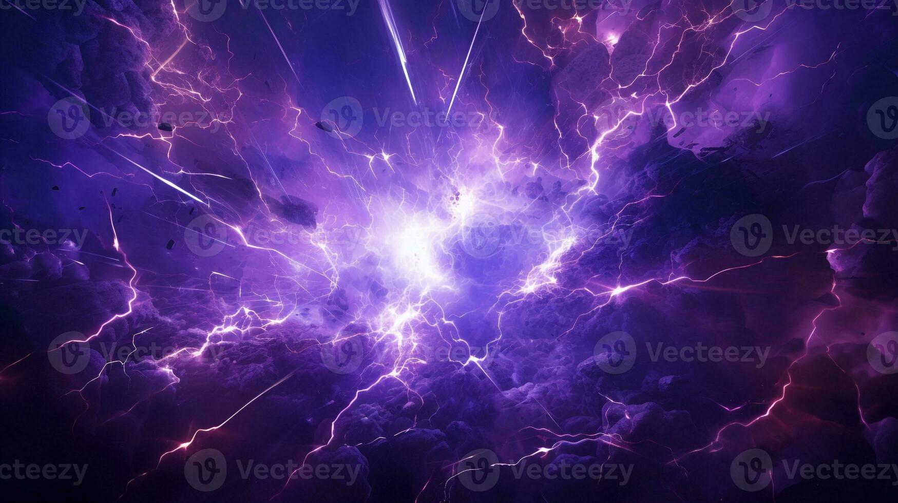 Explosion with purple lighting. Generative AI photo