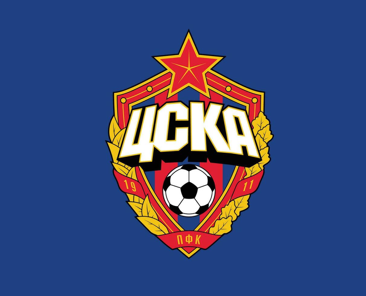 CSKA Moscou Club Logo Symbol Russia League Football Abstract Design Vector Illustration With Blue Background