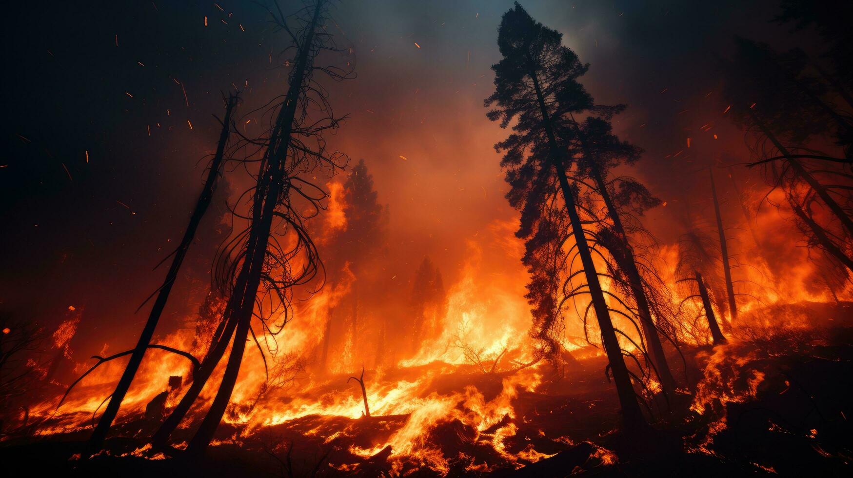 Widespread forest fire. Generative AI photo