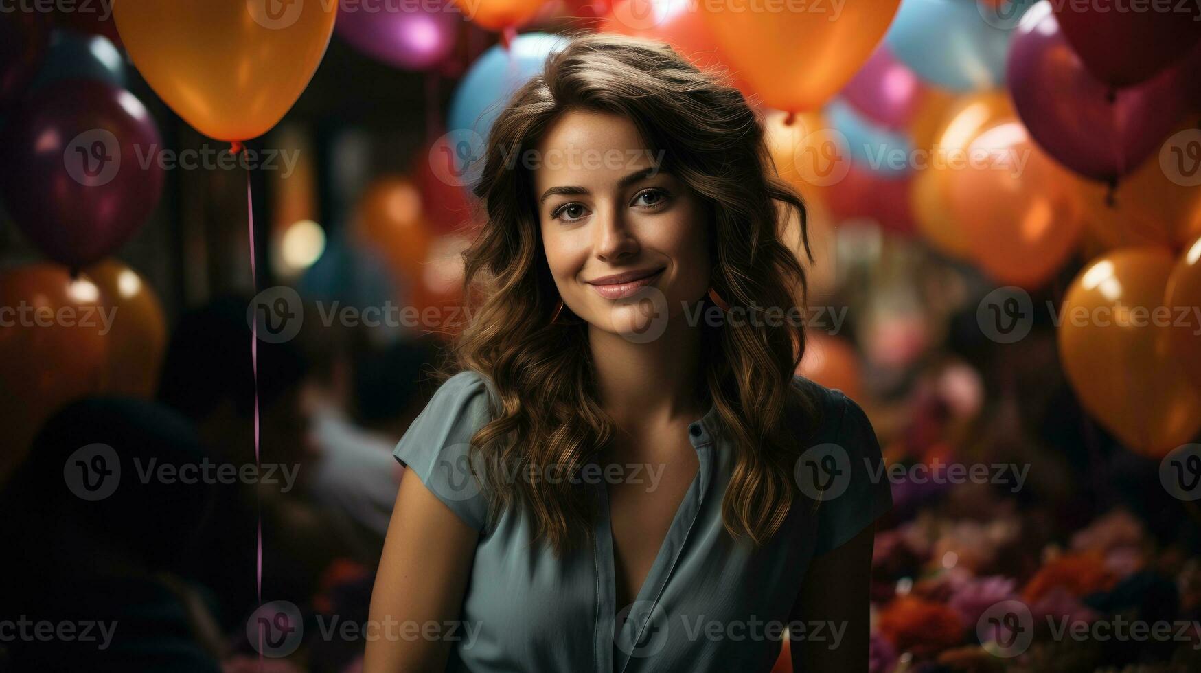 Girl celebrating birthday isolated on background party concept. Generative AI photo