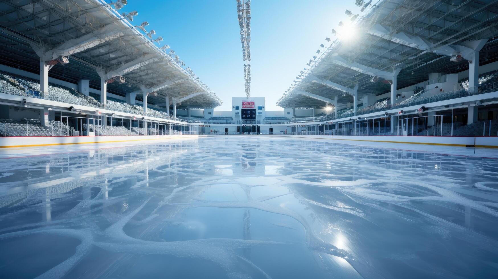 Ice rink in style of winter olympics. Generative AI photo