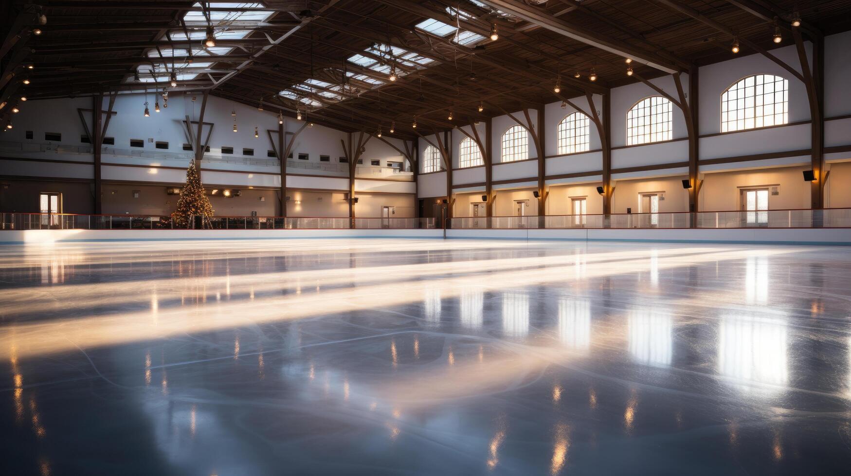 Ice rink in style of winter olympics. Generative AI photo