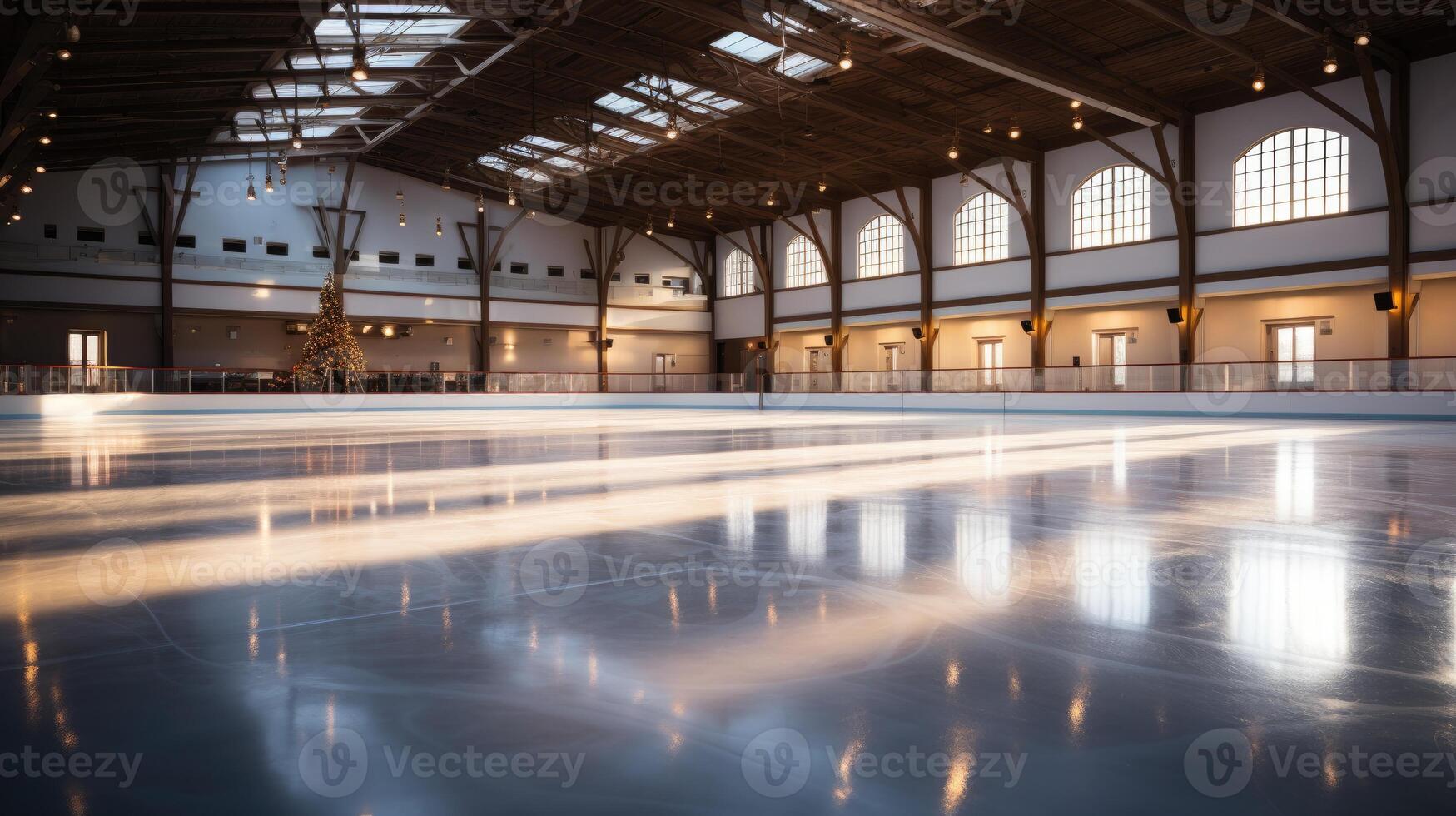 Ice rink in style of winter olympics. photo