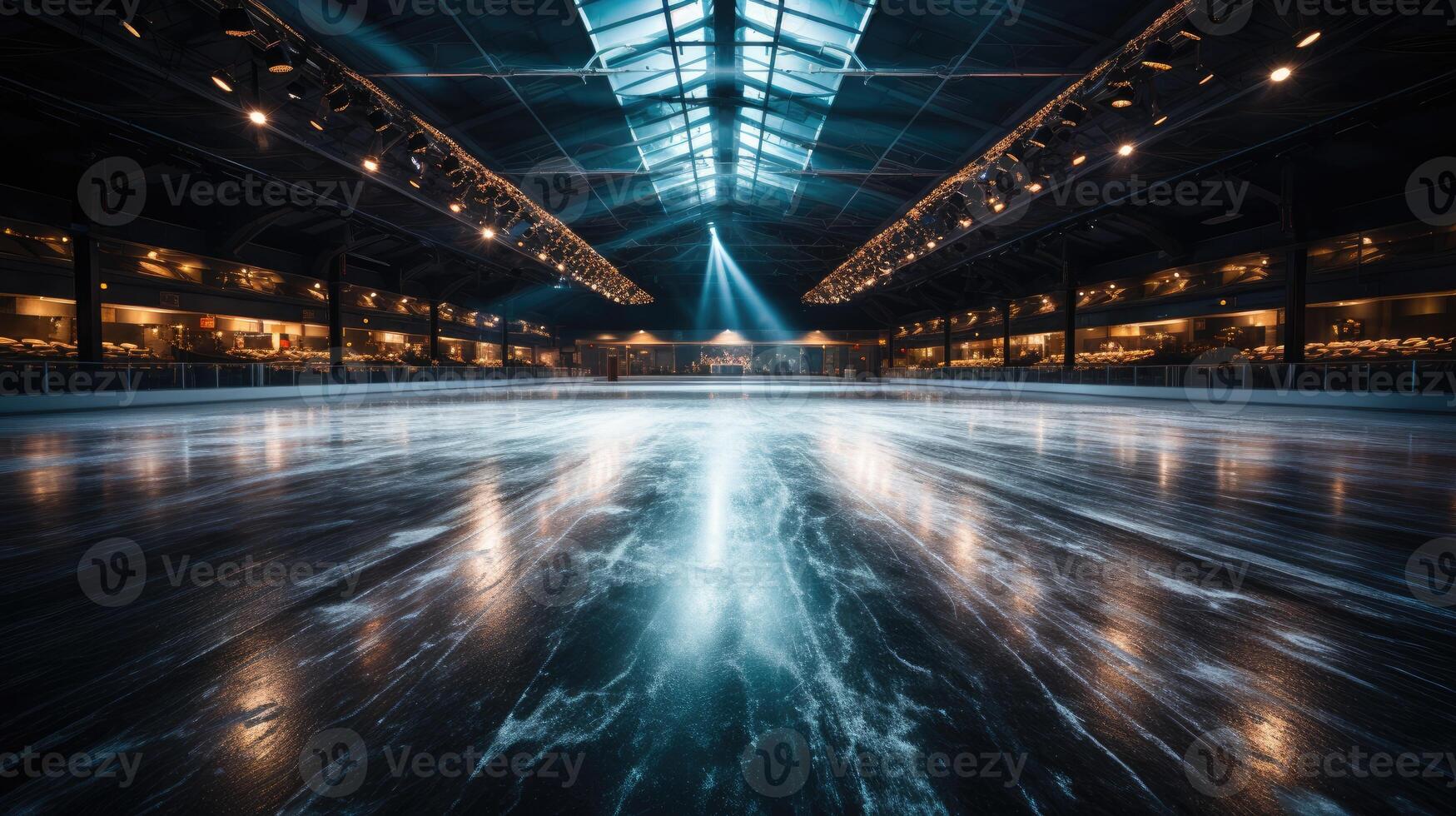 Ice rink in style of winter olympics. photo