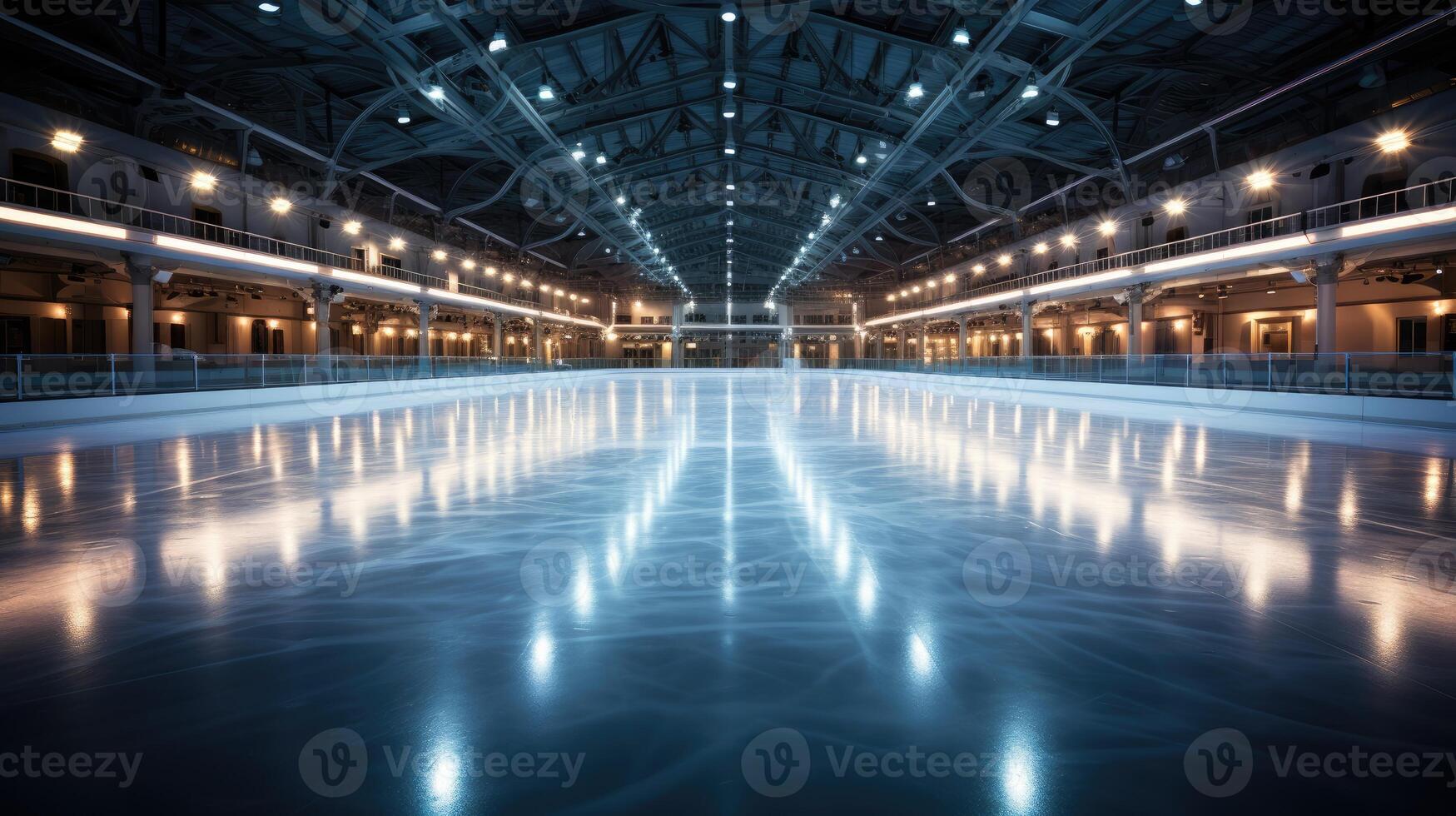 Ice rink in style of winter olympics. photo