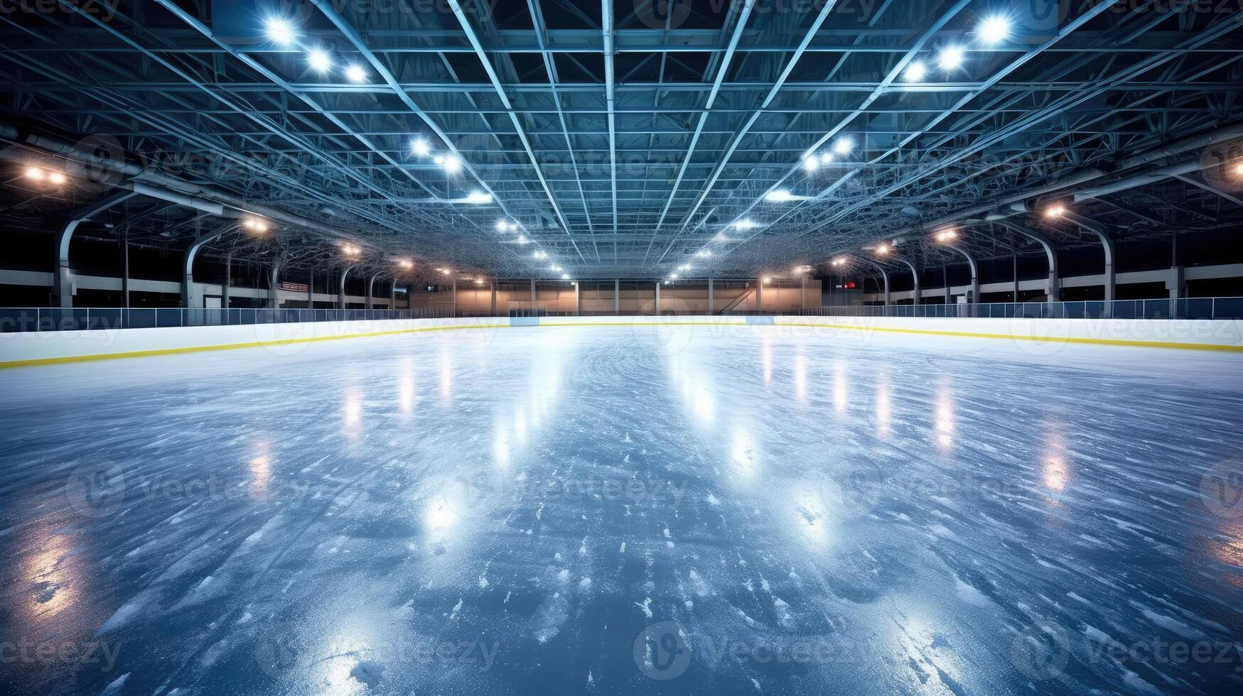 Ice rink in style of winter olympics. photo