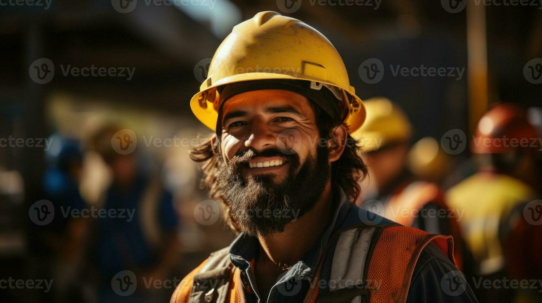 An employee in the road construction business who is satisfied with his job. Generative AI photo