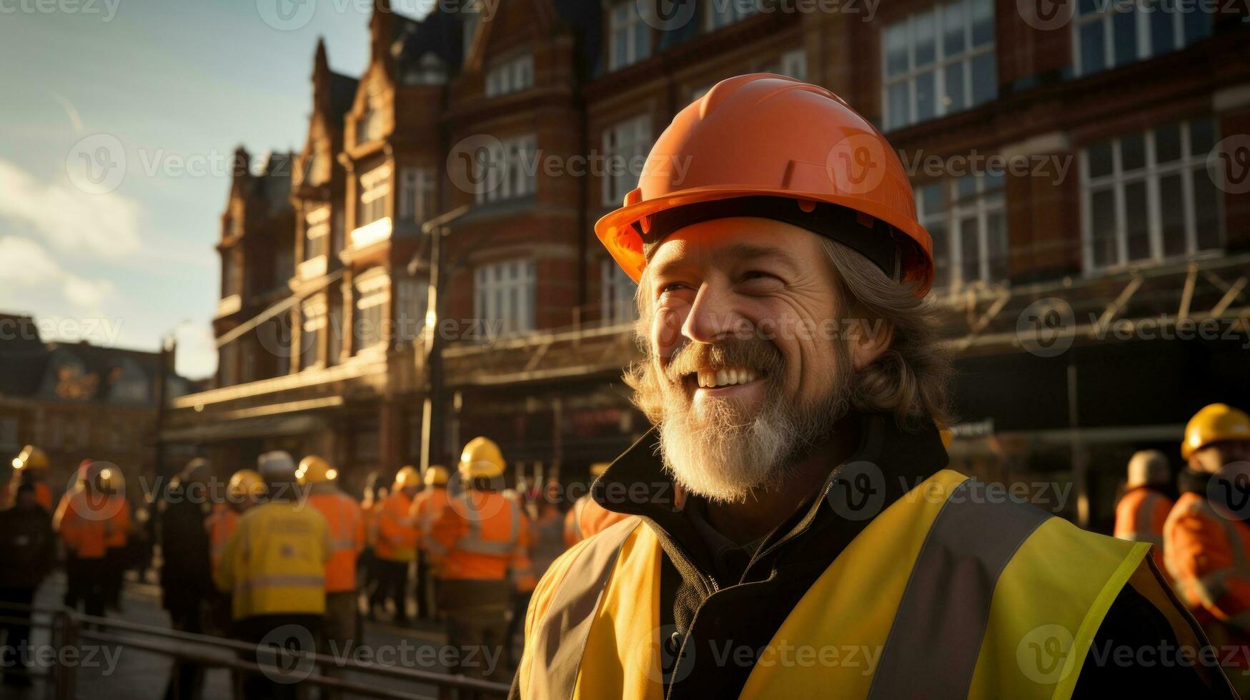 An employee in the road construction business who is satisfied with his job. Generative AI photo