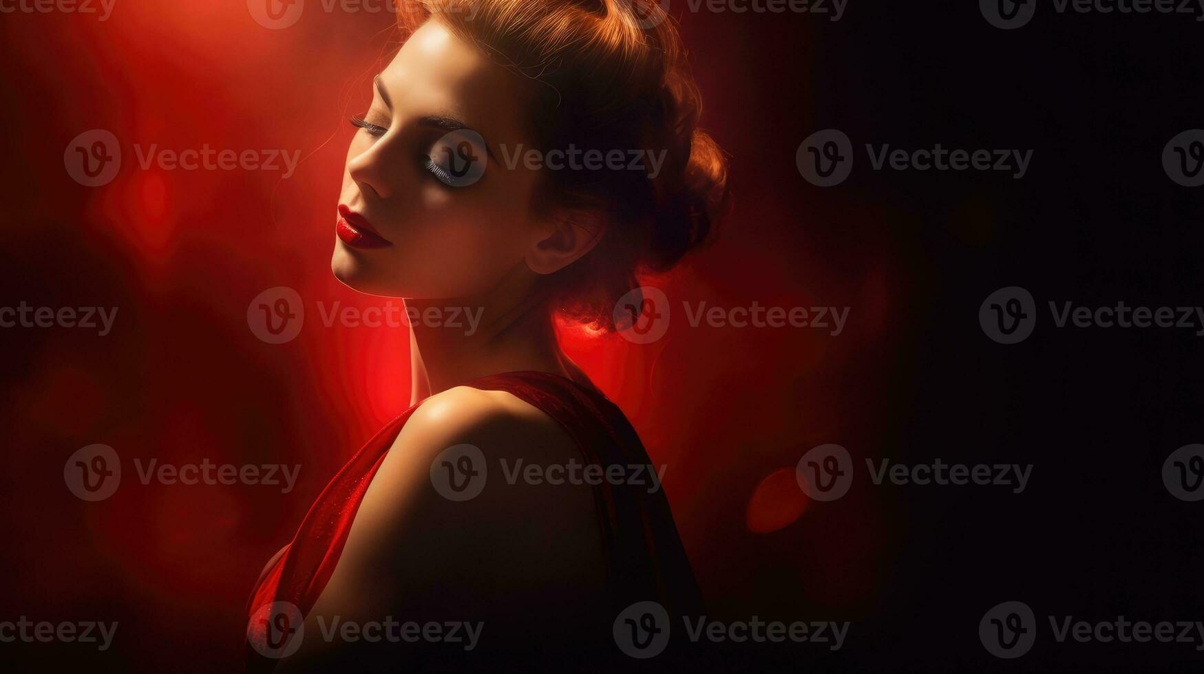 Close-up face of ballroom dancer. Generative AI photo