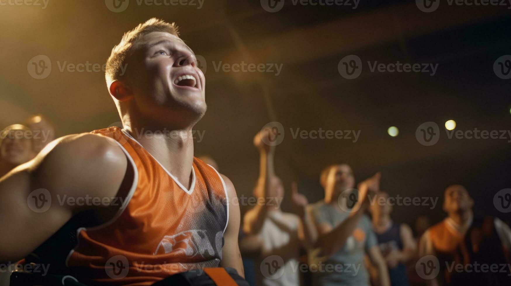 Wheelchair-bound athlete preparing to train for a basketball game. photo