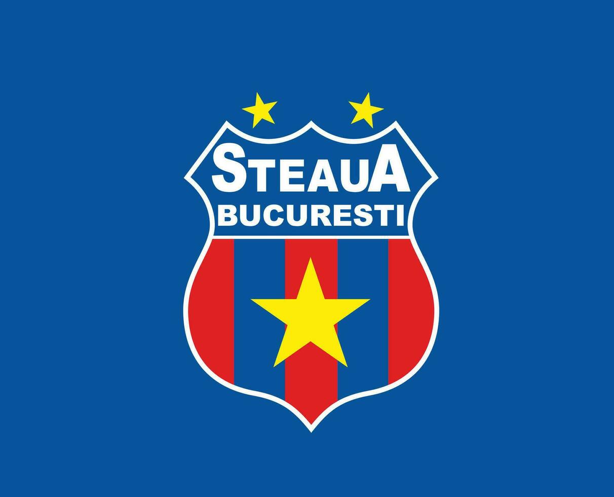 Steaua Bucarest Club Logo Symbol Romania League Football Abstract Design Vector Illustration With Blue Background