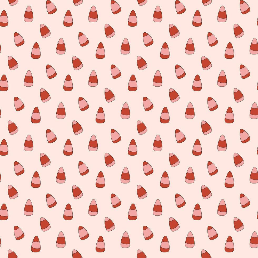 Candy corn seamless pattern. Trendy pink and red colors. Retro cartoon style. vector