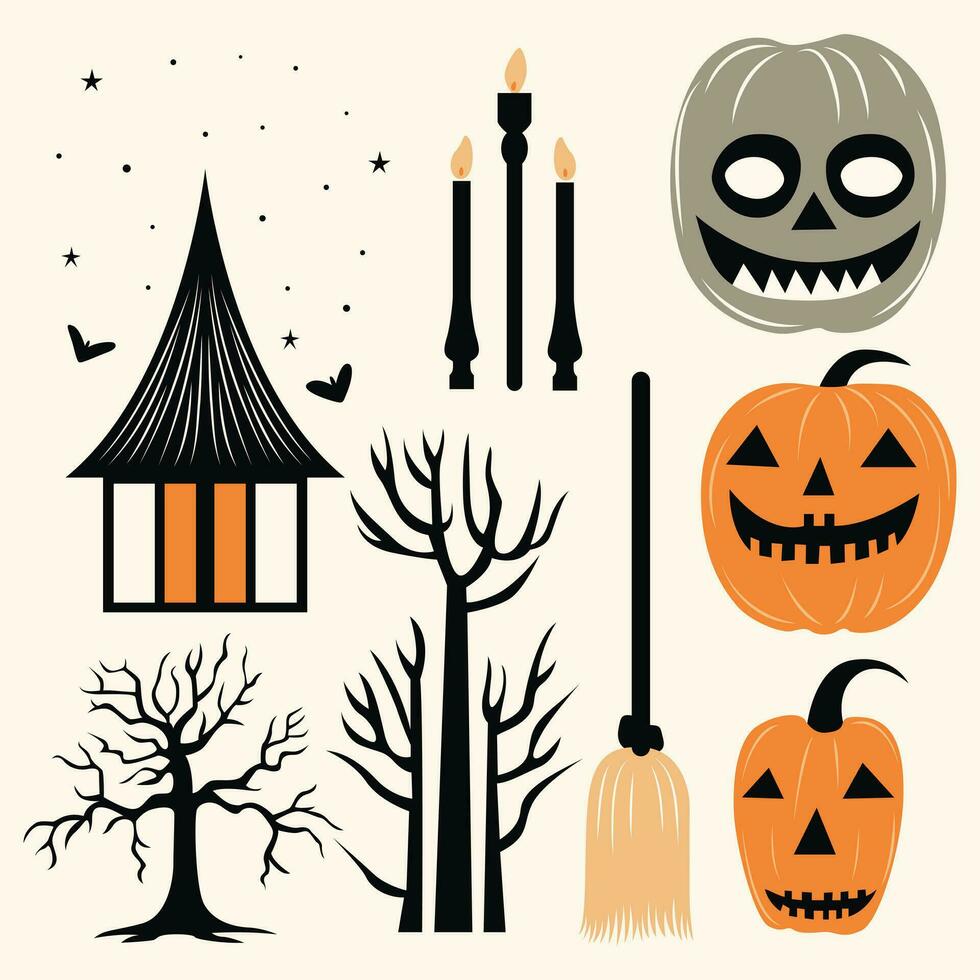 Get spooktacular with Halloween vector set. Elevate your Halloween designs with stylish vector set.