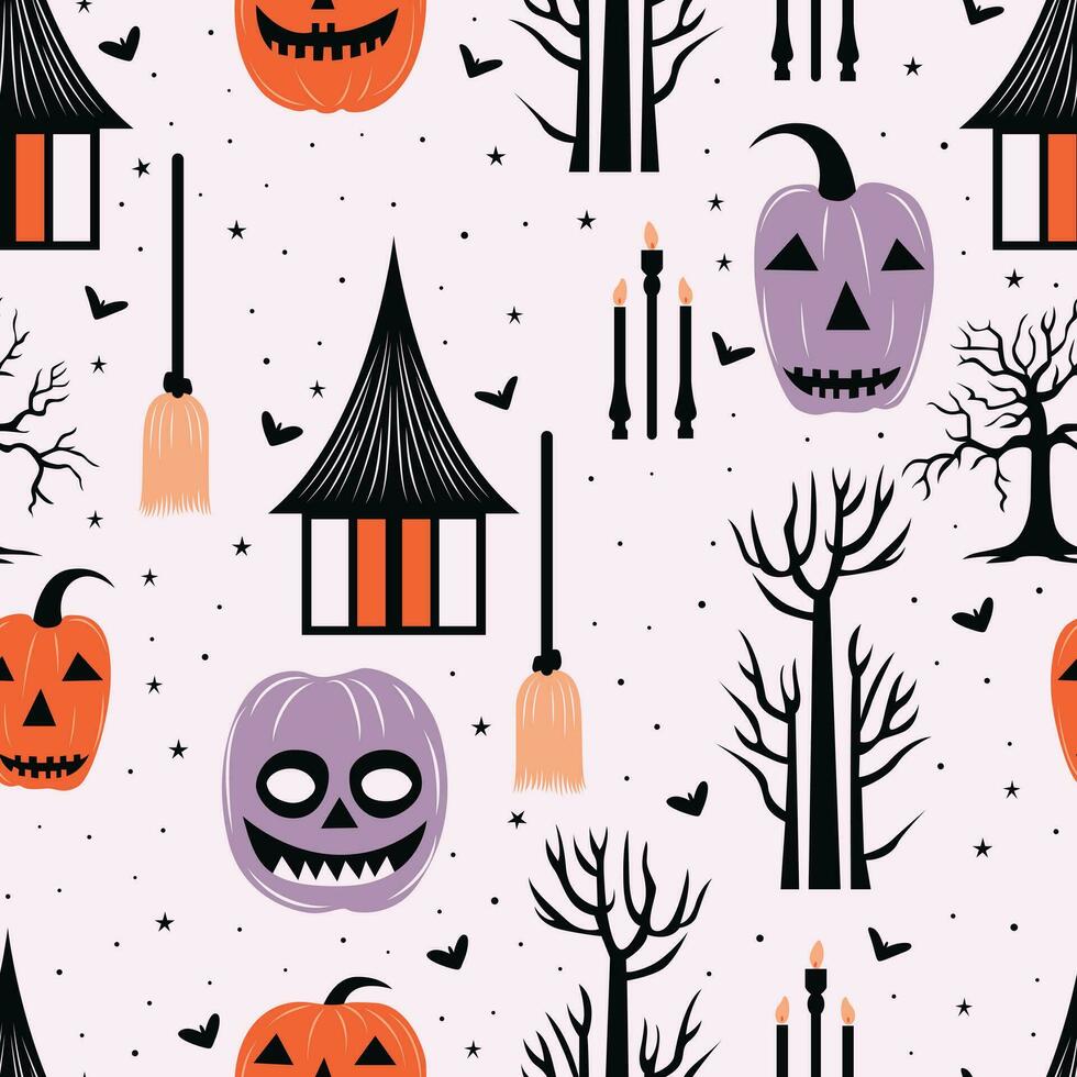 elevar tu Víspera de Todos los Santos creatividad con calabaza, murciélago, y árbol modelo diseño. Perfecto para escalofriante, festivo proyectos vector